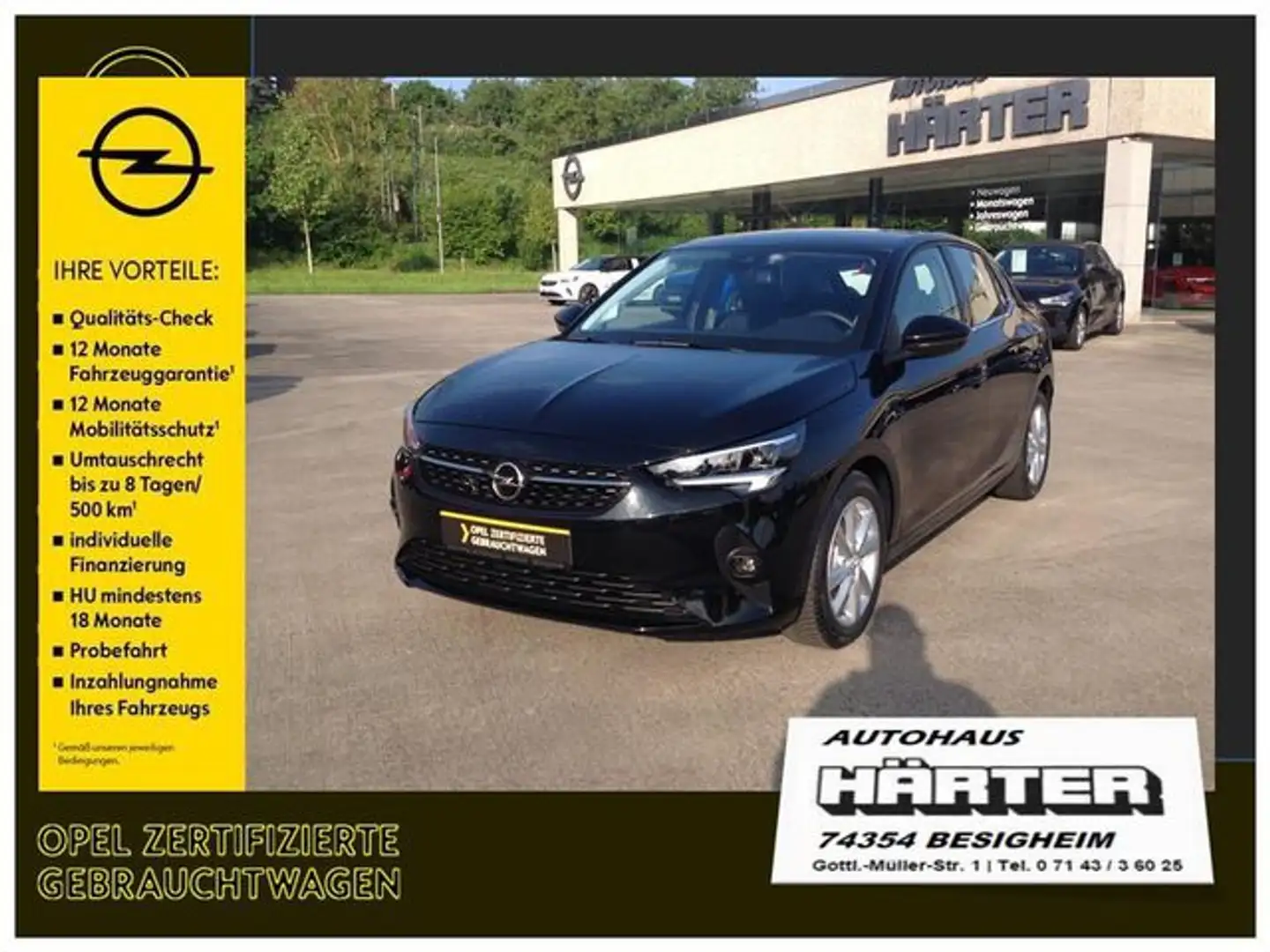 Opel Corsa 1.2 Turbo AT Elegance LED-Scheinw. SHZ LHZ Schwarz - 1