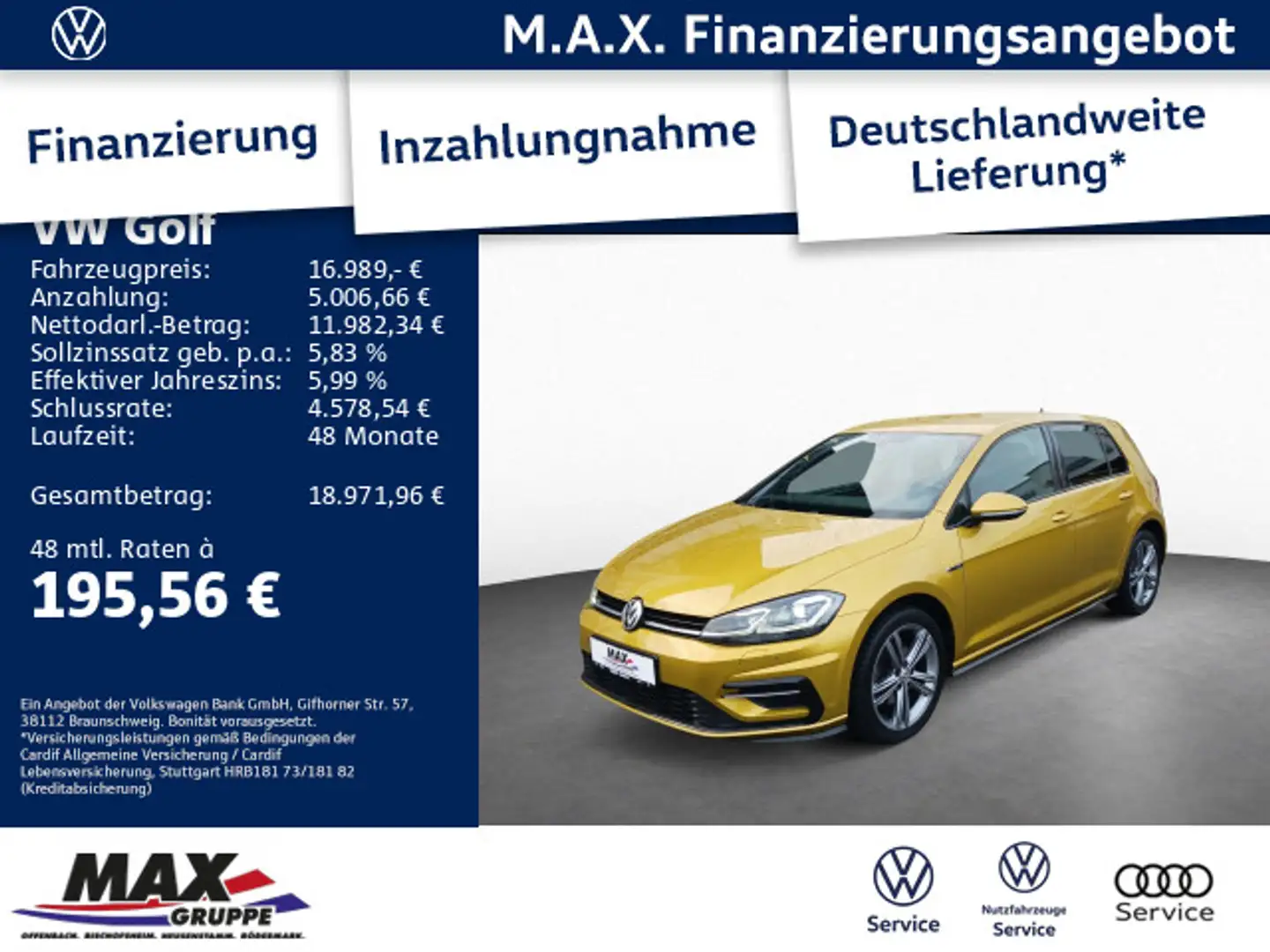Volkswagen Golf VII 1.5 TSI DSG R-LINE LED+NAVI+DIGI+STHZ Amarillo - 1