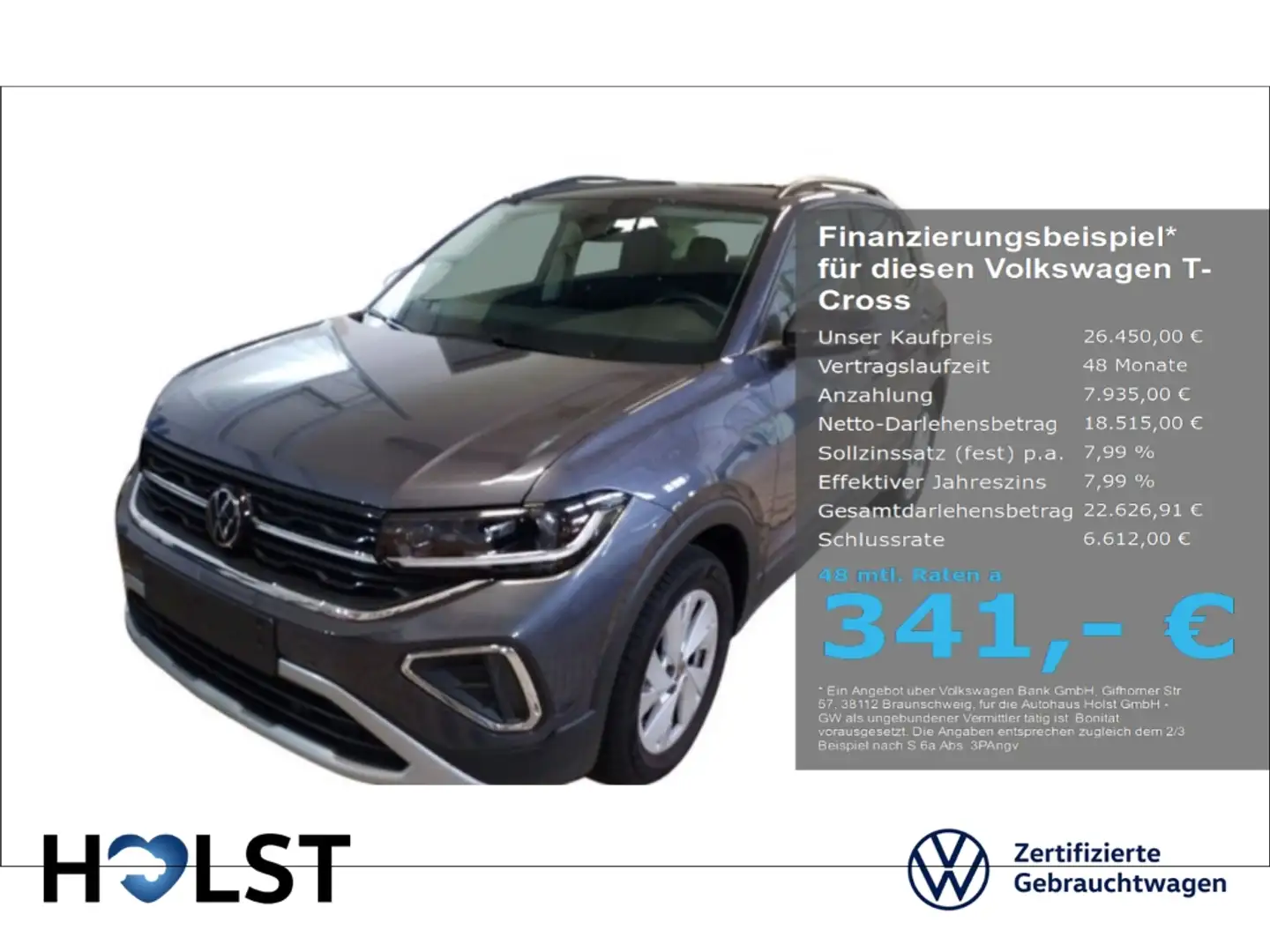 Volkswagen T-Cross 1.0TSI Life IQ.DRIVE Matrix GJR AHK RüFaKa LaneAss Gris - 1