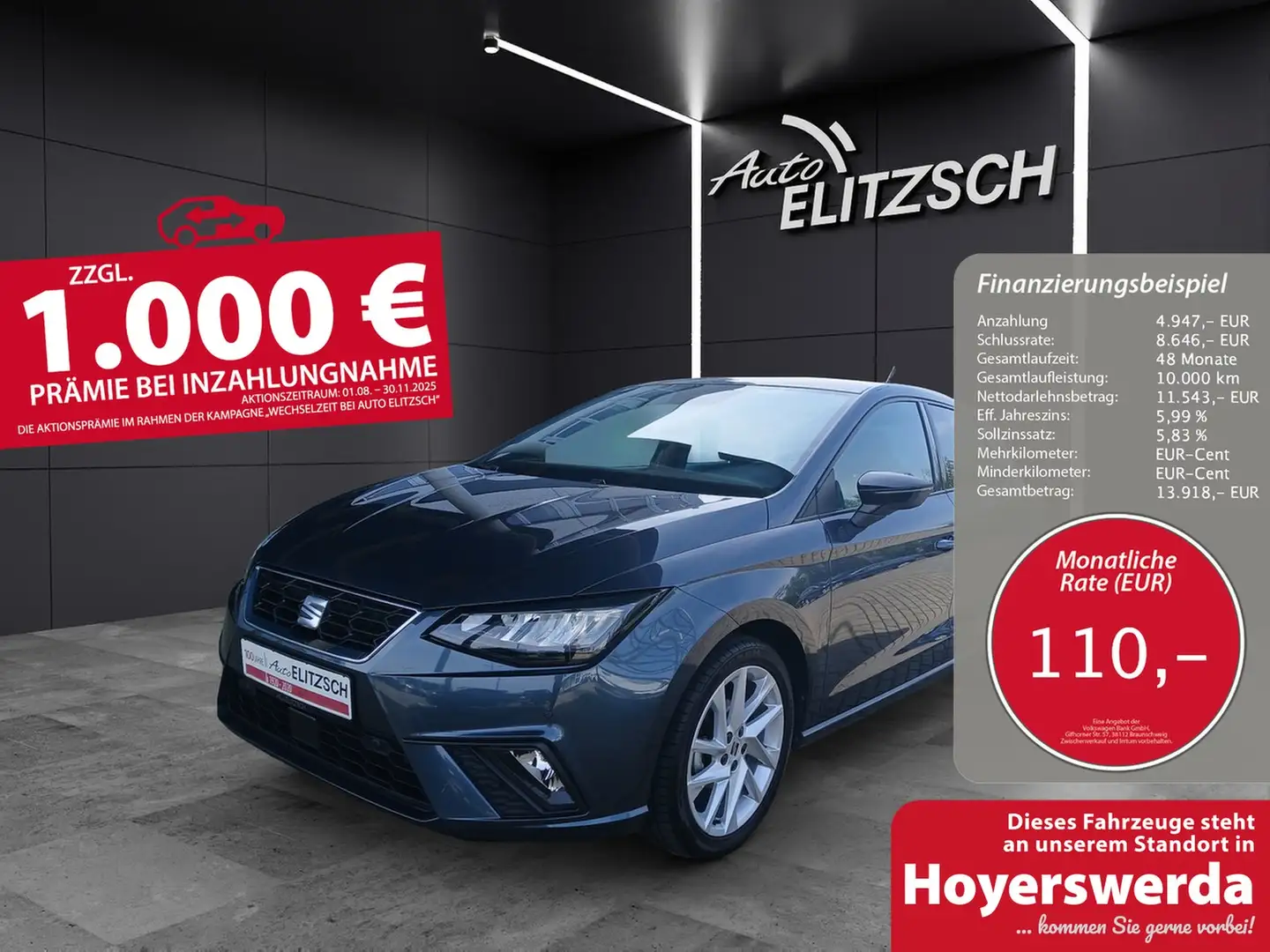 SEAT Ibiza TSI FR-Line LED Pano ACC RFK SH LM Grau - 1