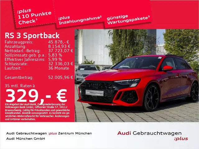 Audi RS3 Sportback TFSI Sport AGA/280KmH/B&O/HuD/ACC/
