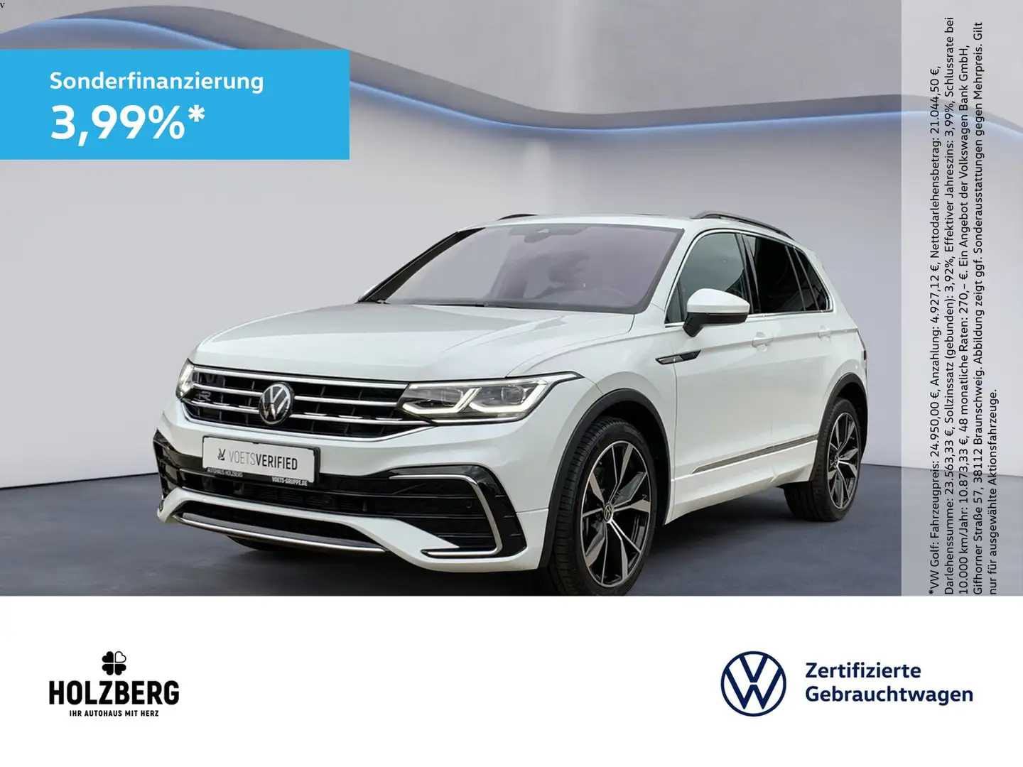 Volkswagen Tiguan 2.0 TDI R-Line 4Motion IQ.LIGHT+NAVI+RFK Weiß - 1