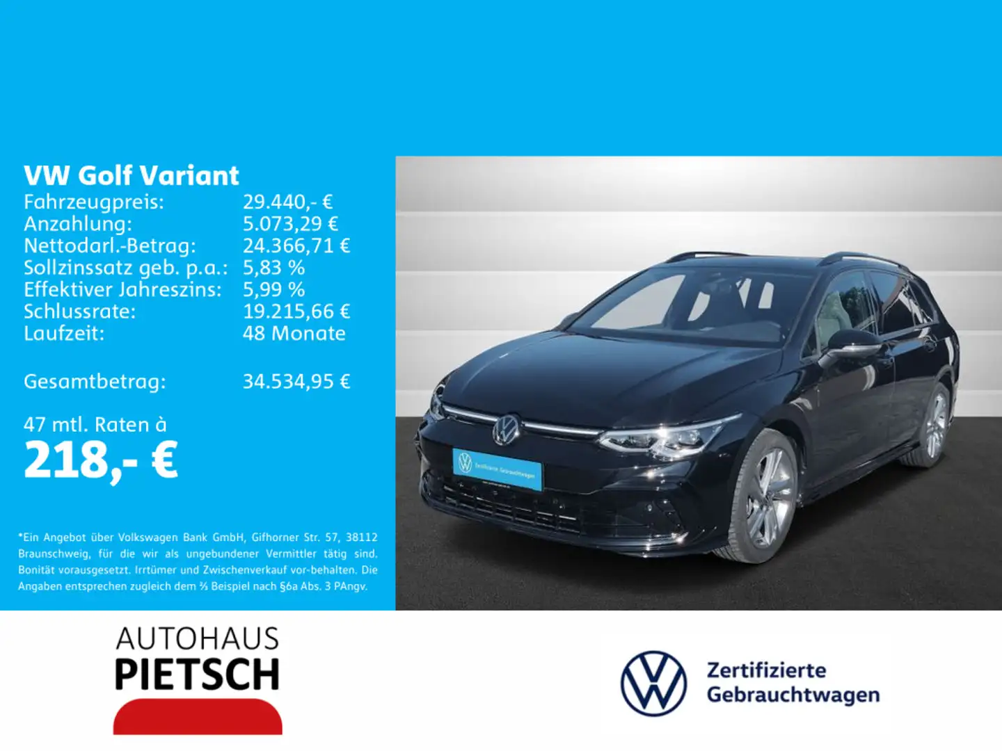 Volkswagen Golf Variant Golf VIII Variant 2.0 TDI R-Line Matrix Pano Schwarz - 1