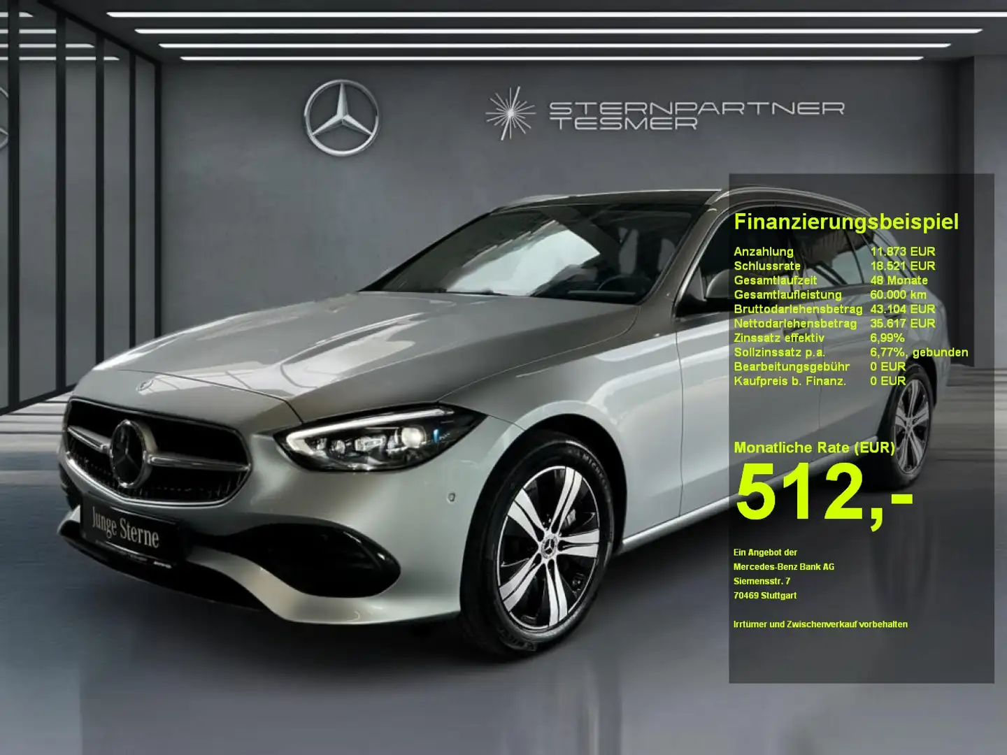 Mercedes-Benz C 300 de 4M T Avantgarde Mbux HUD AHK Dist. 360° Silber - 1