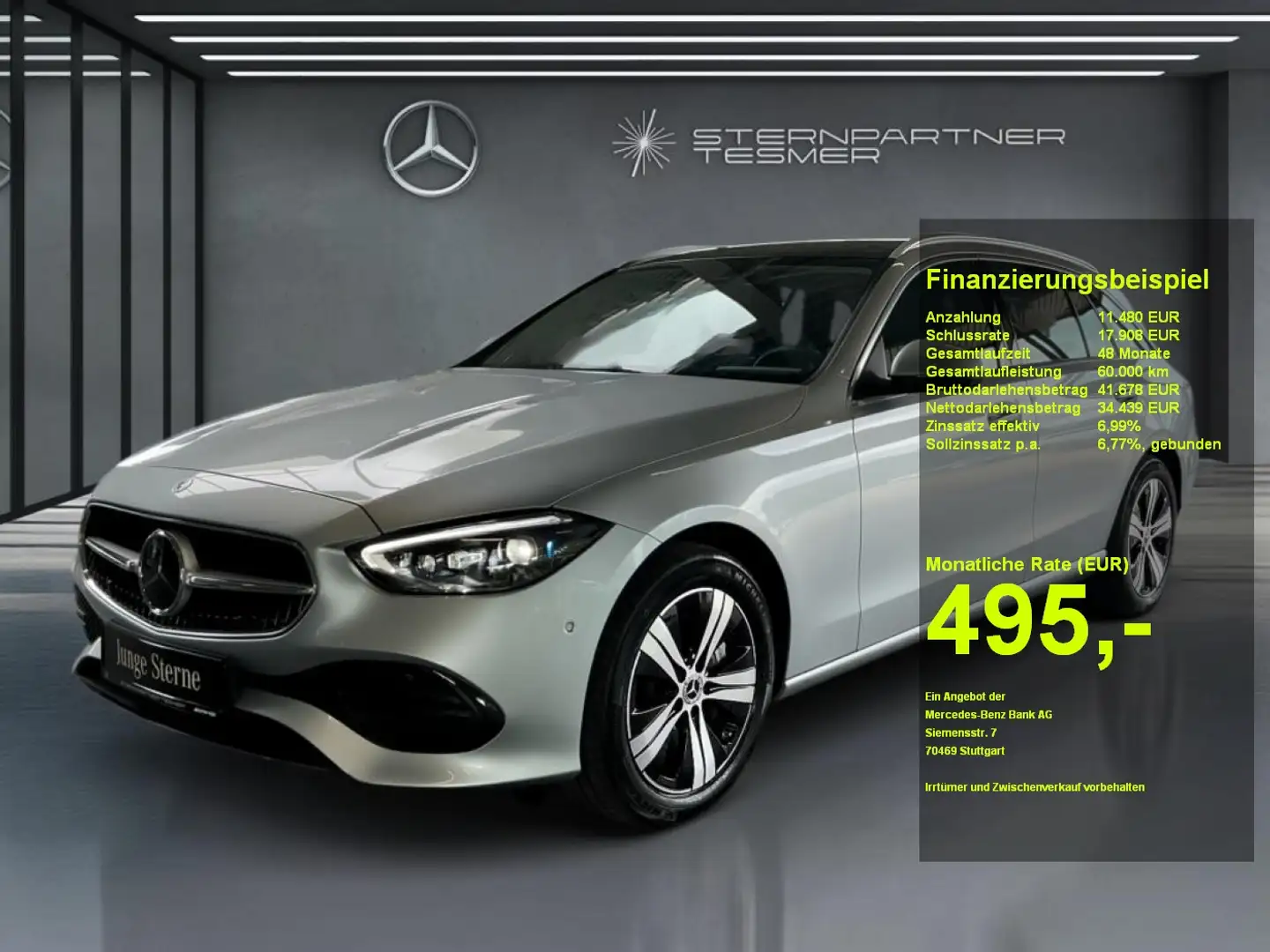 Mercedes-Benz C 300 de 4M T Avantgarde Mbux HUD AHK Dist. 360° Argento - 1