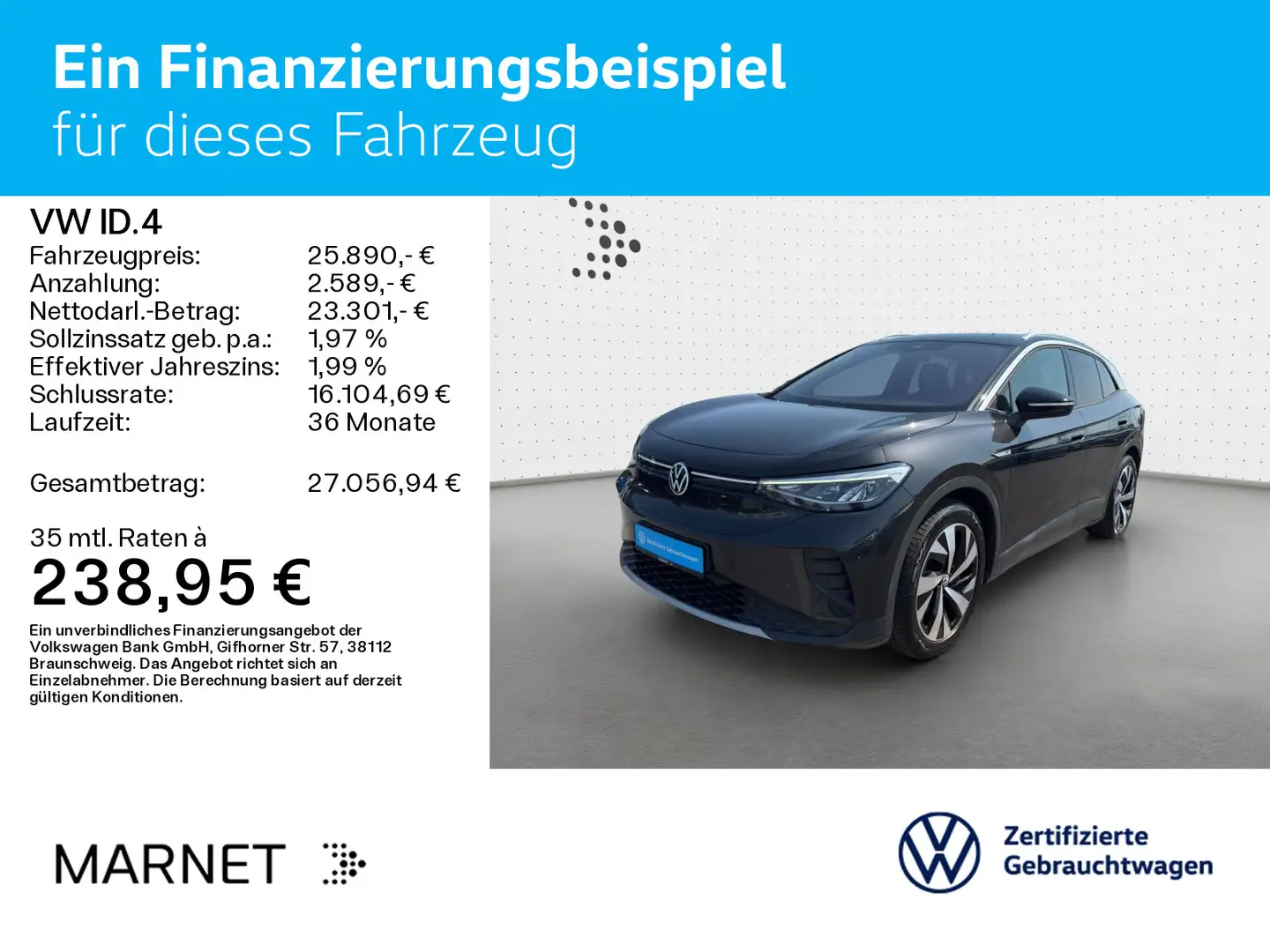 Volkswagen ID.4 Pro Performance 1st*82 kWh* Navi*AHK*Wärmep Grijs - 2