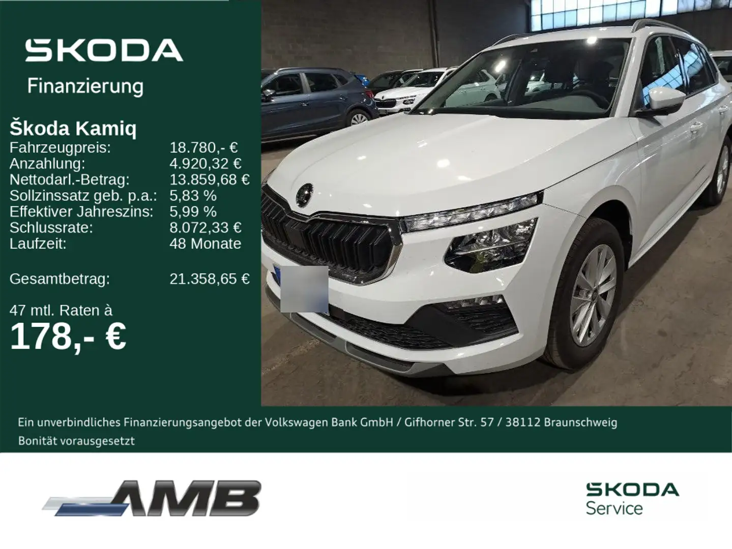 Skoda Kamiq Selection 1.0 TSI LED/Klima/Einparkhilfe Weiß - 1