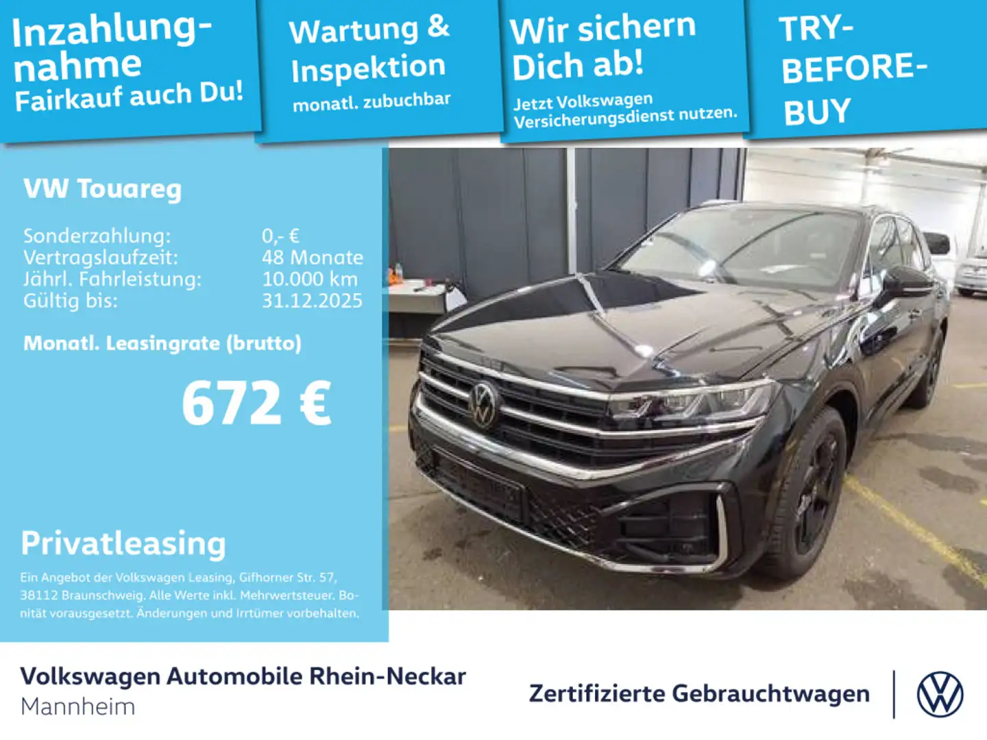 Volkswagen Touareg 3.0 TDI R-Line 4Motion AHK Navi Kamera u Schwarz - 1