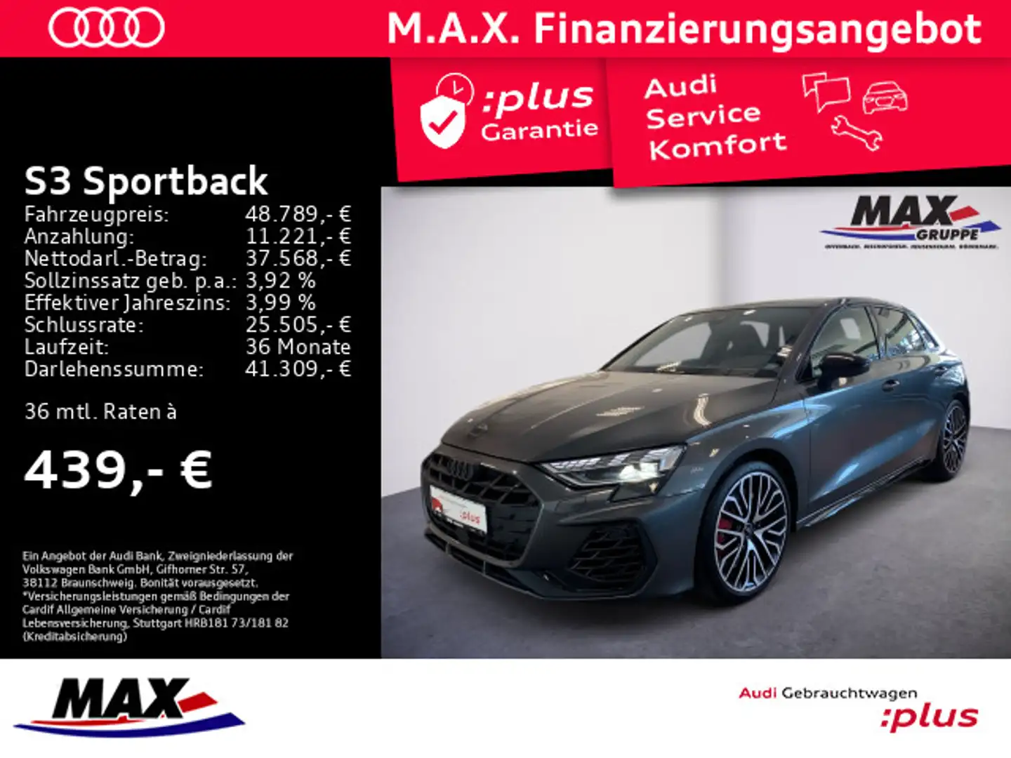 Audi S3 TFSI QUATTRO LED+KAMERA+PANO+OPTIK+ Grau - 1