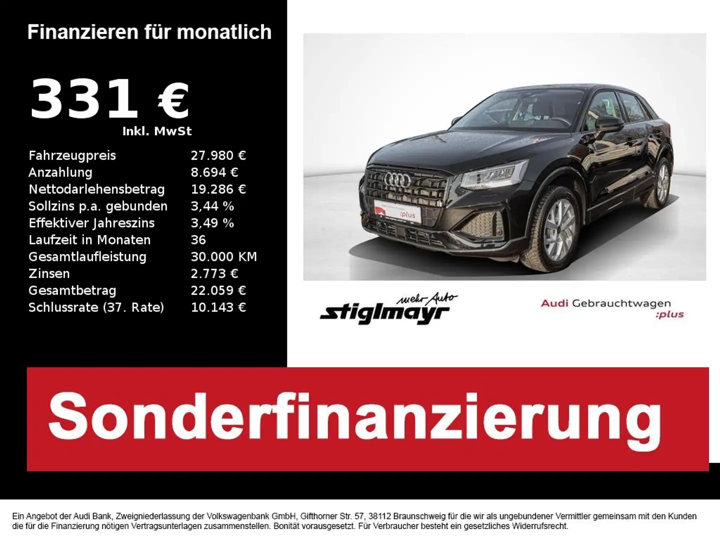 Audi Q2 Advanced 35 TDI S-tronic ACC+KAMERA+LED+NAVI Schwarz - 1