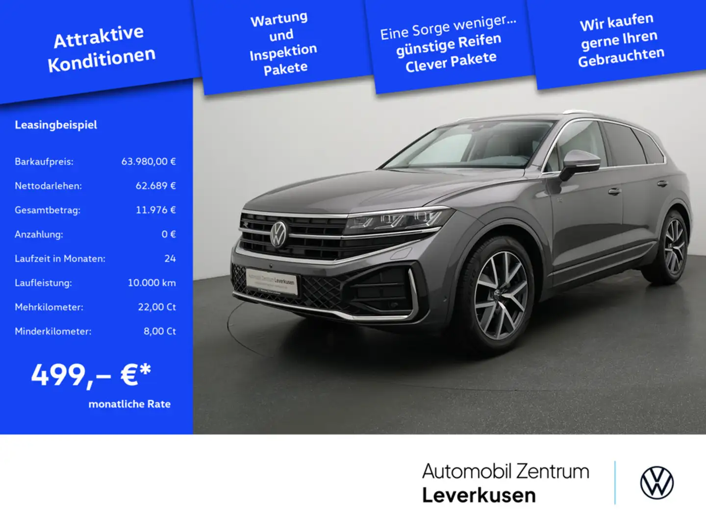 Volkswagen Touareg V6 R-Line MATRIX STANDHZ LEDER LUFT A Grau - 1