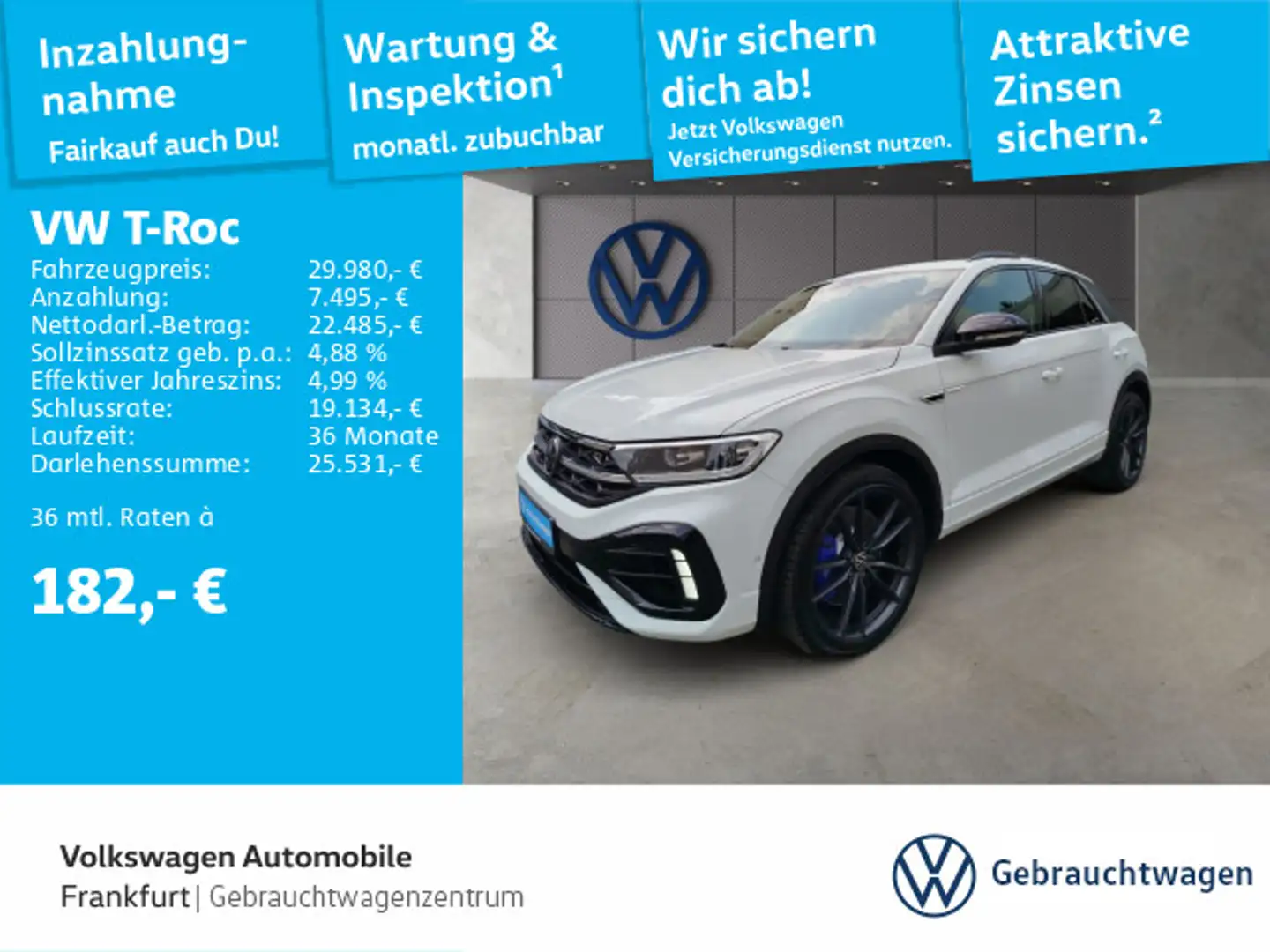 Volkswagen T-Roc 2.0 TSI DSG 4Motion R Navi IQ.Light DAB+ F Weiß - 1