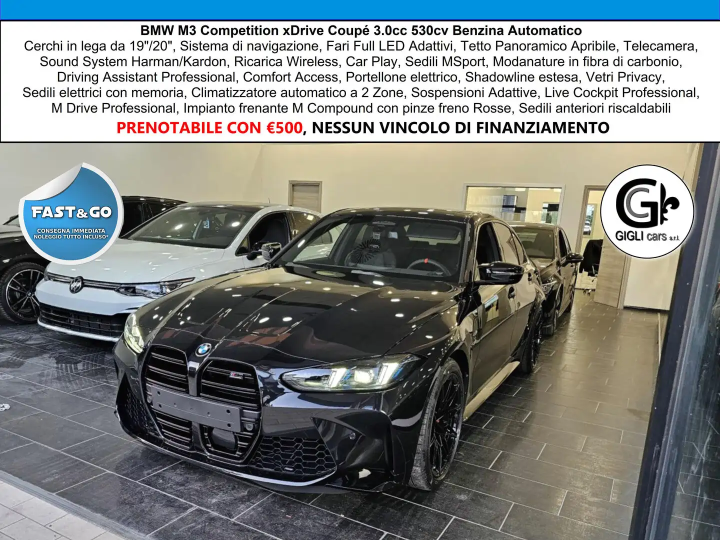 BMW M3 M3 Comp Tetto C.19" 20" Harman Kardon Carbonio Led Nero - 1