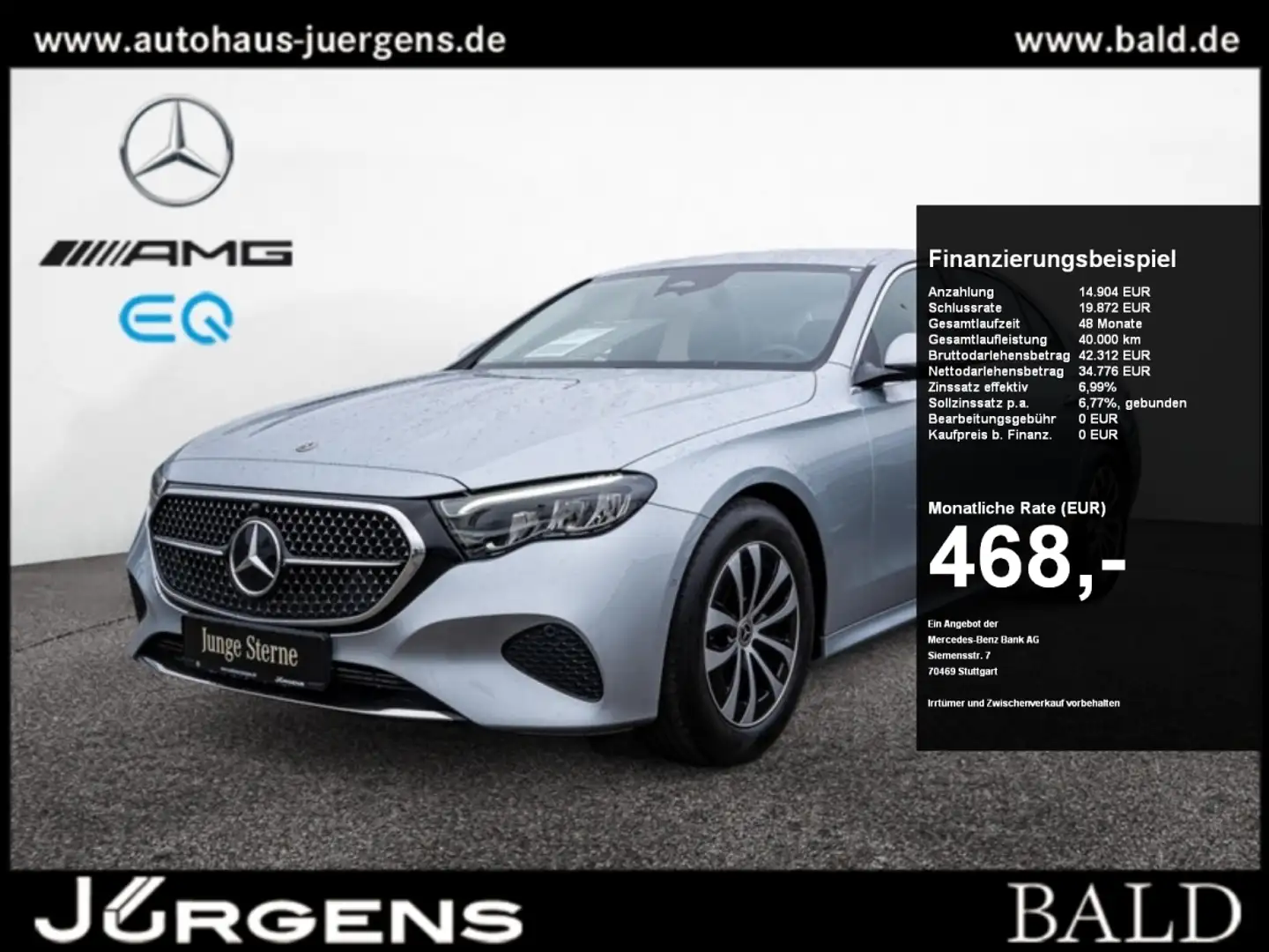 Mercedes-Benz E 220 d Avantgarde/LED/Kamera/AHK/Distr/Totw/17" Argento - 1