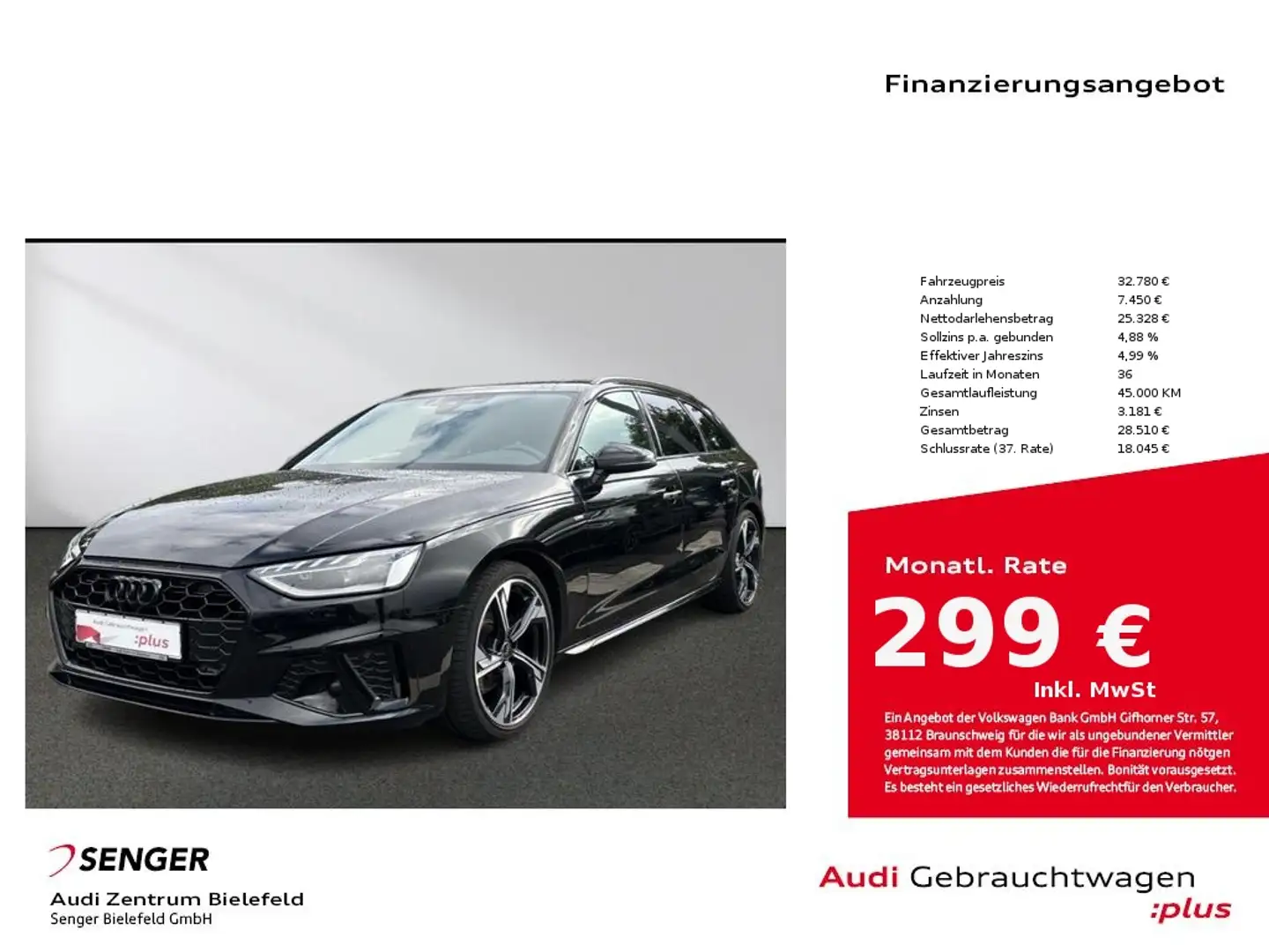 Audi A4 Avant S line 35 TDI MMI LED Optikpkt. Carplay Noir - 1