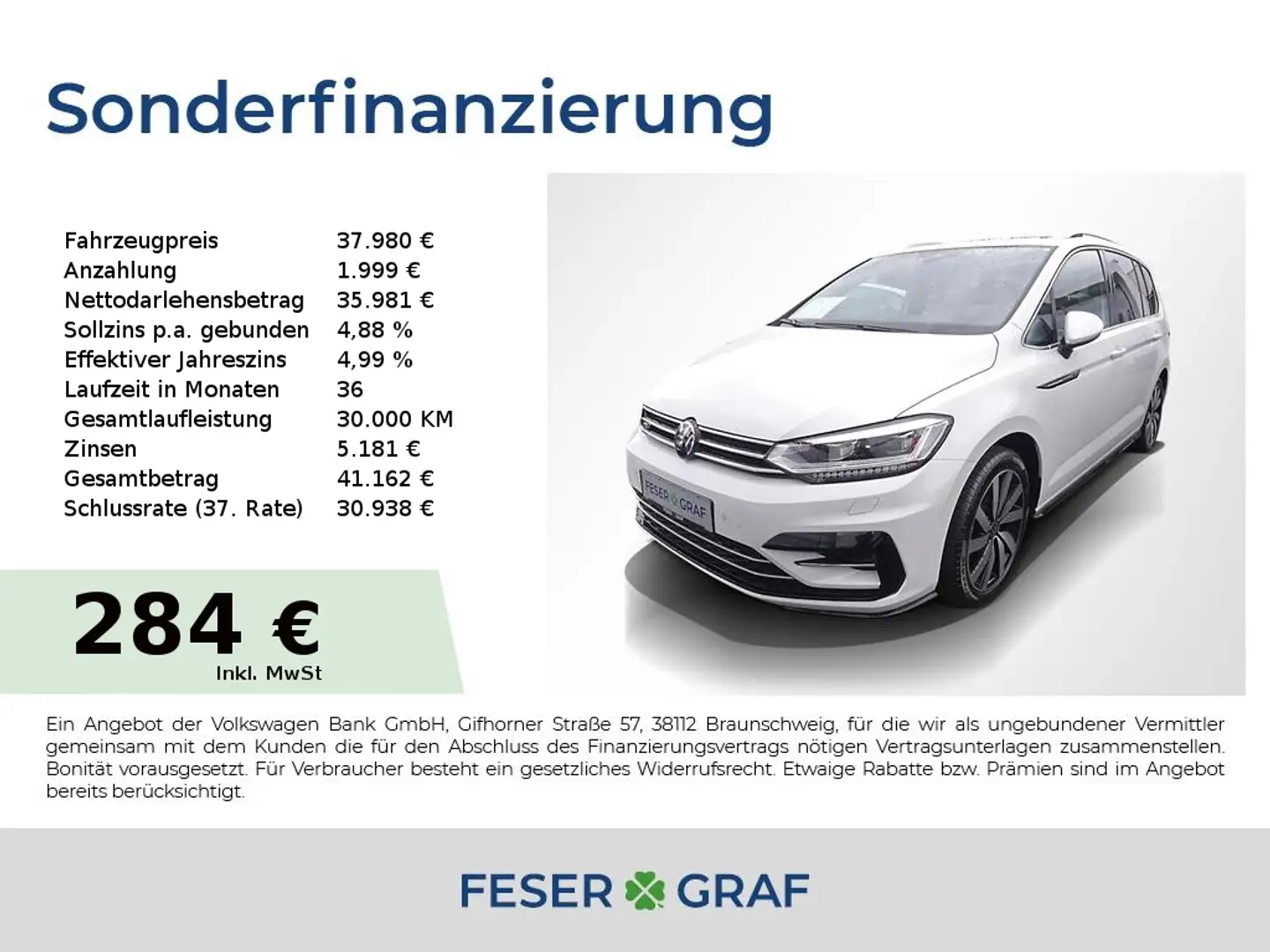 Volkswagen Touran R-Line 1.5 TSI DSG LED R-Kamera Pano 18" Weiß - 1