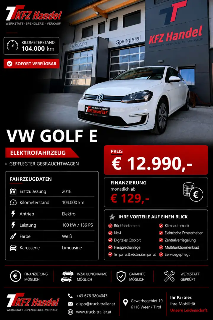 Volkswagen Golf VII e-Golf Weiß - 1