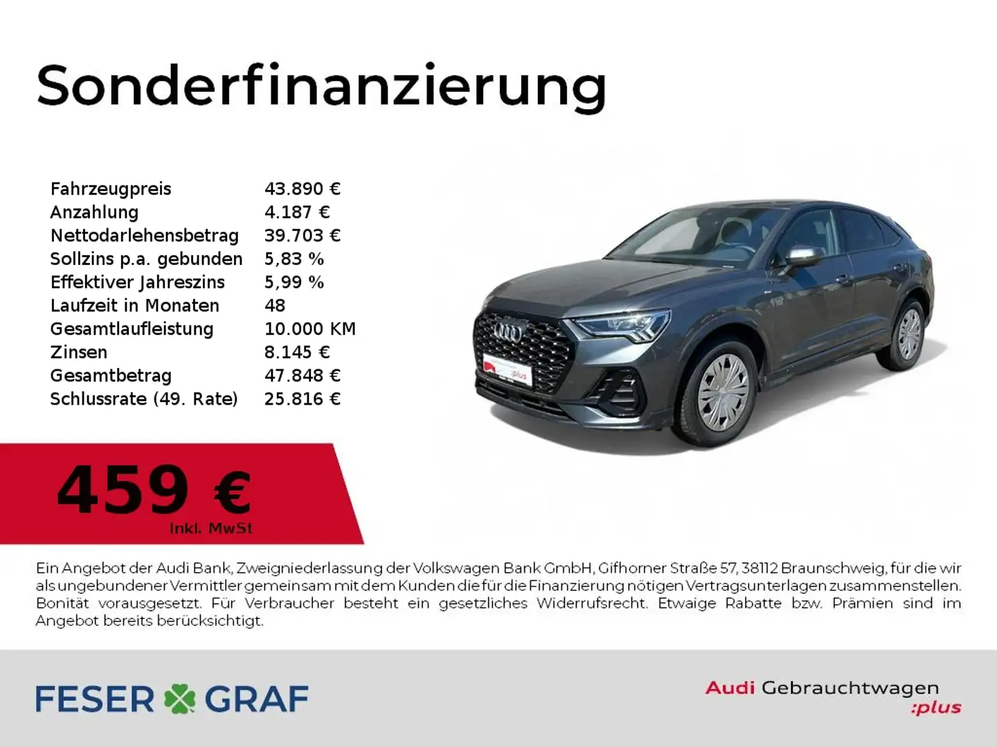Audi Q3 Sportback S-line 35 TFSI S-tronic LED/PDC+/Navi+/S Grau - 1