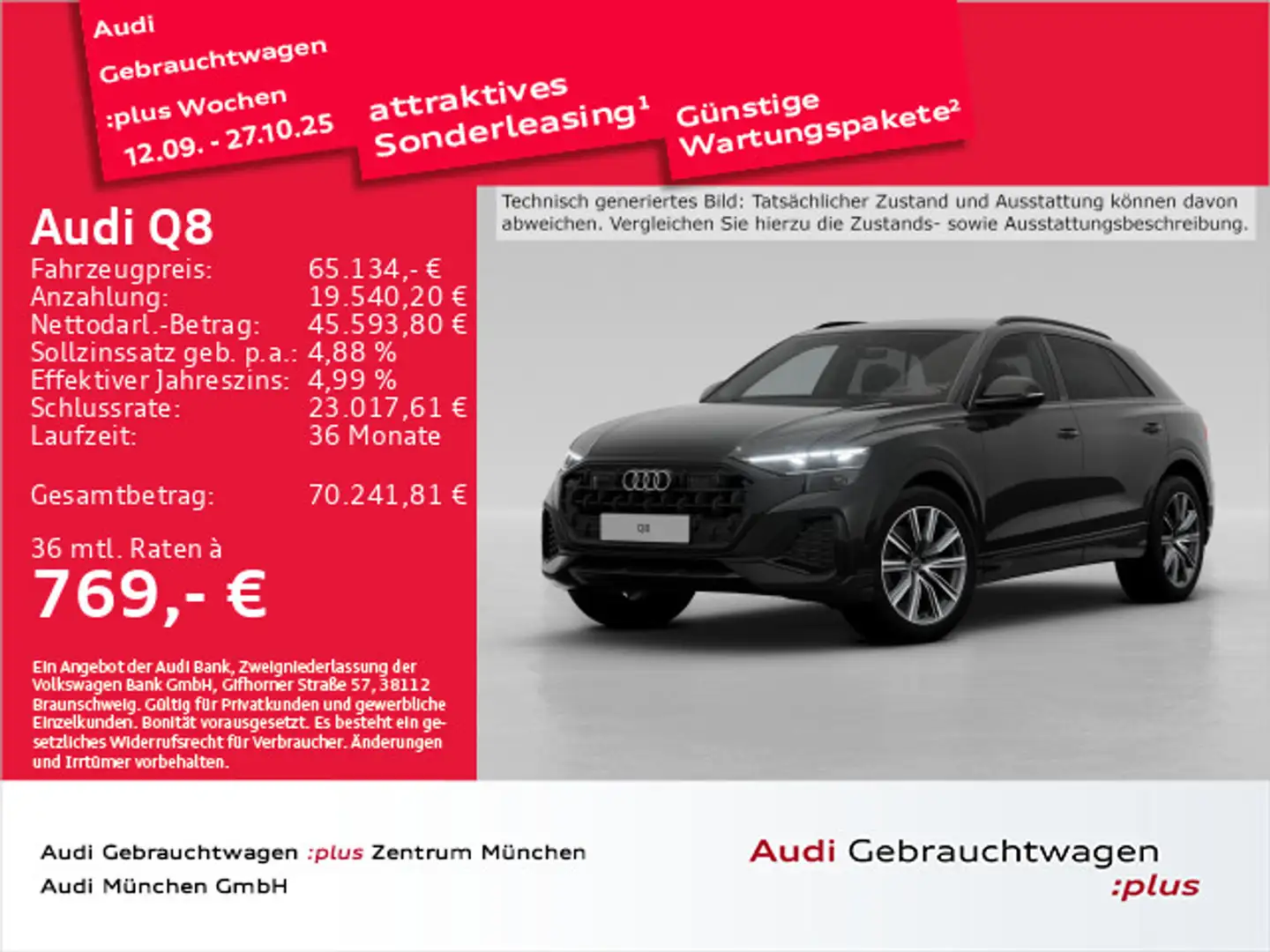 Audi Q8 45 TDI qu. Virtual+/Matrix/HUD/Luftfed./AHK/P Schwarz - 1