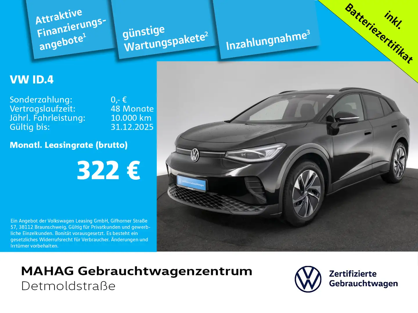 Volkswagen ID.4 Pure CCS Wärmepumpe IQ.Light Navi ParkPilot Schwarz - 1
