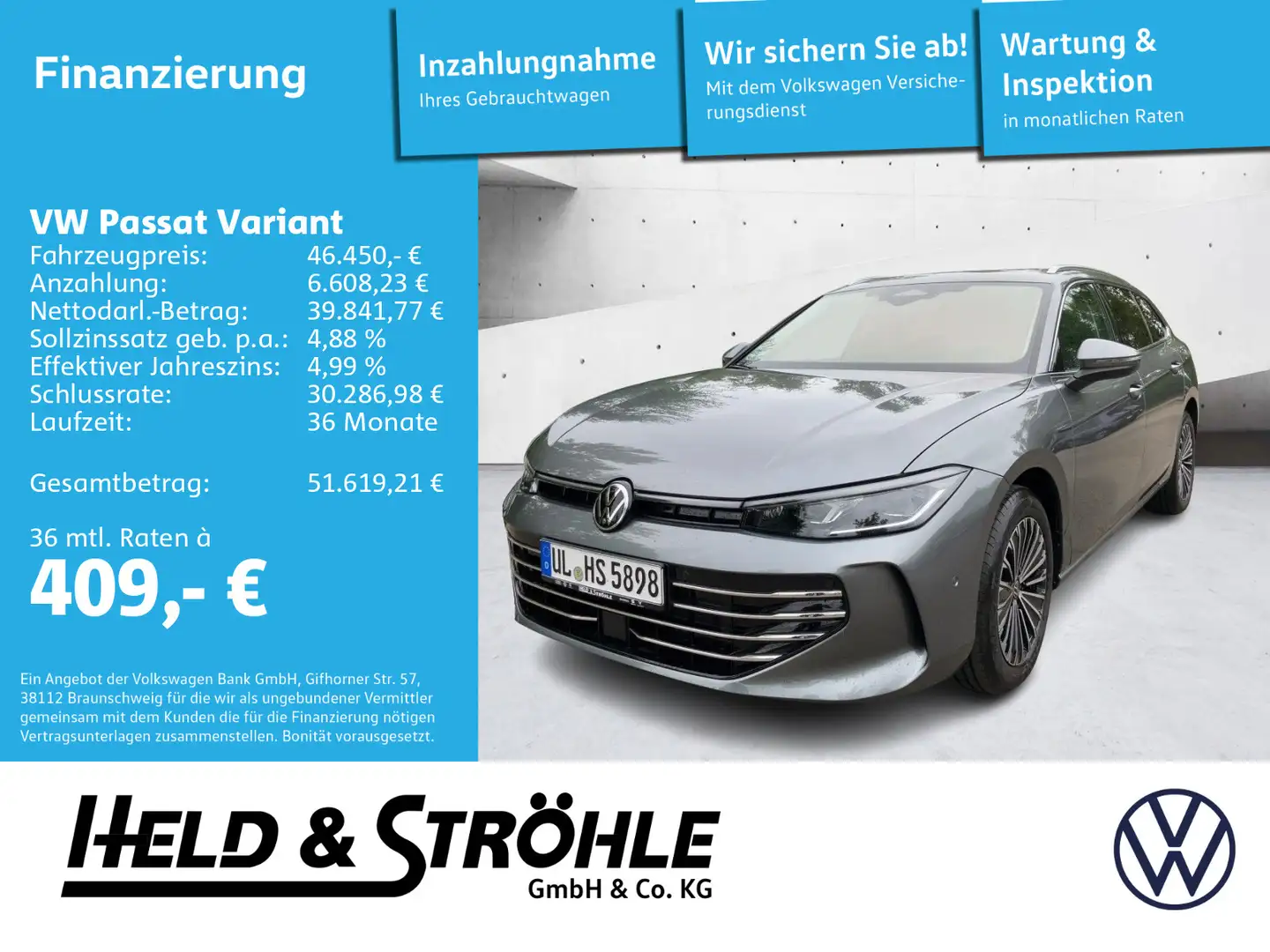 Volkswagen Passat Variant Elegance 2.0 TDI LEDER PANO STHZ Grau - 1