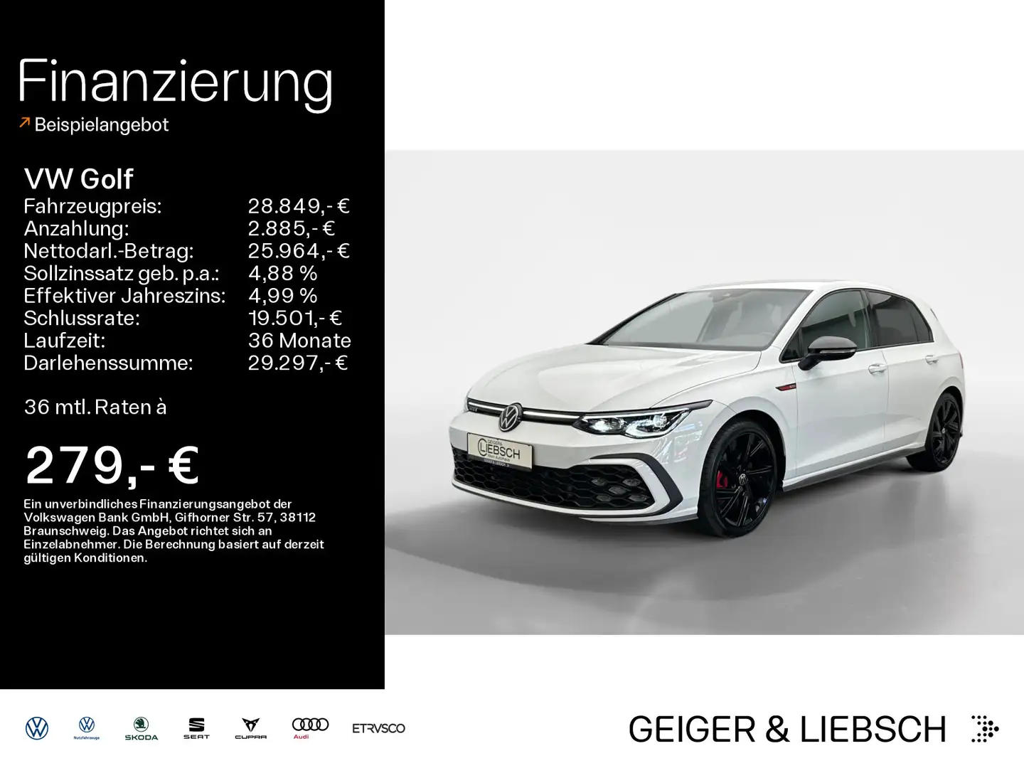 Volkswagen Golf GTI Golf VIII 2.0 TSI DSG GTI*IQ.LIGHT*BLACK-STYLE*K Weiß - 1