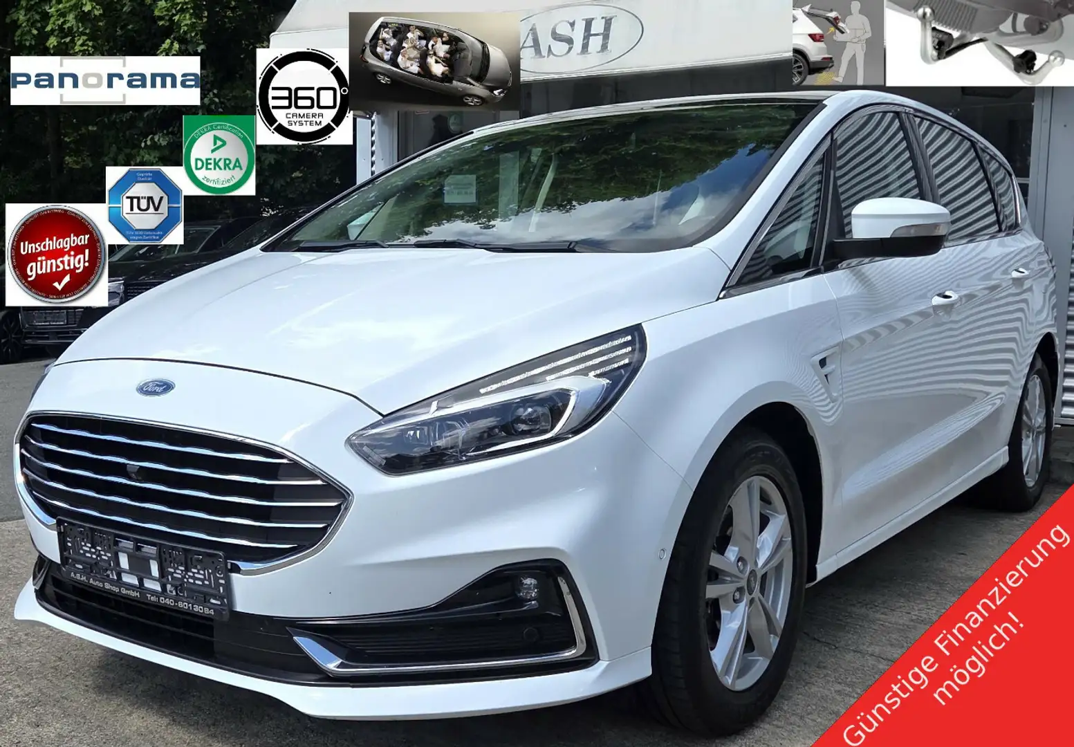 Ford S-Max LED-Matrix.Panor.Leder.SHZ.2xCam.AHK.7Sitz Wit - 1