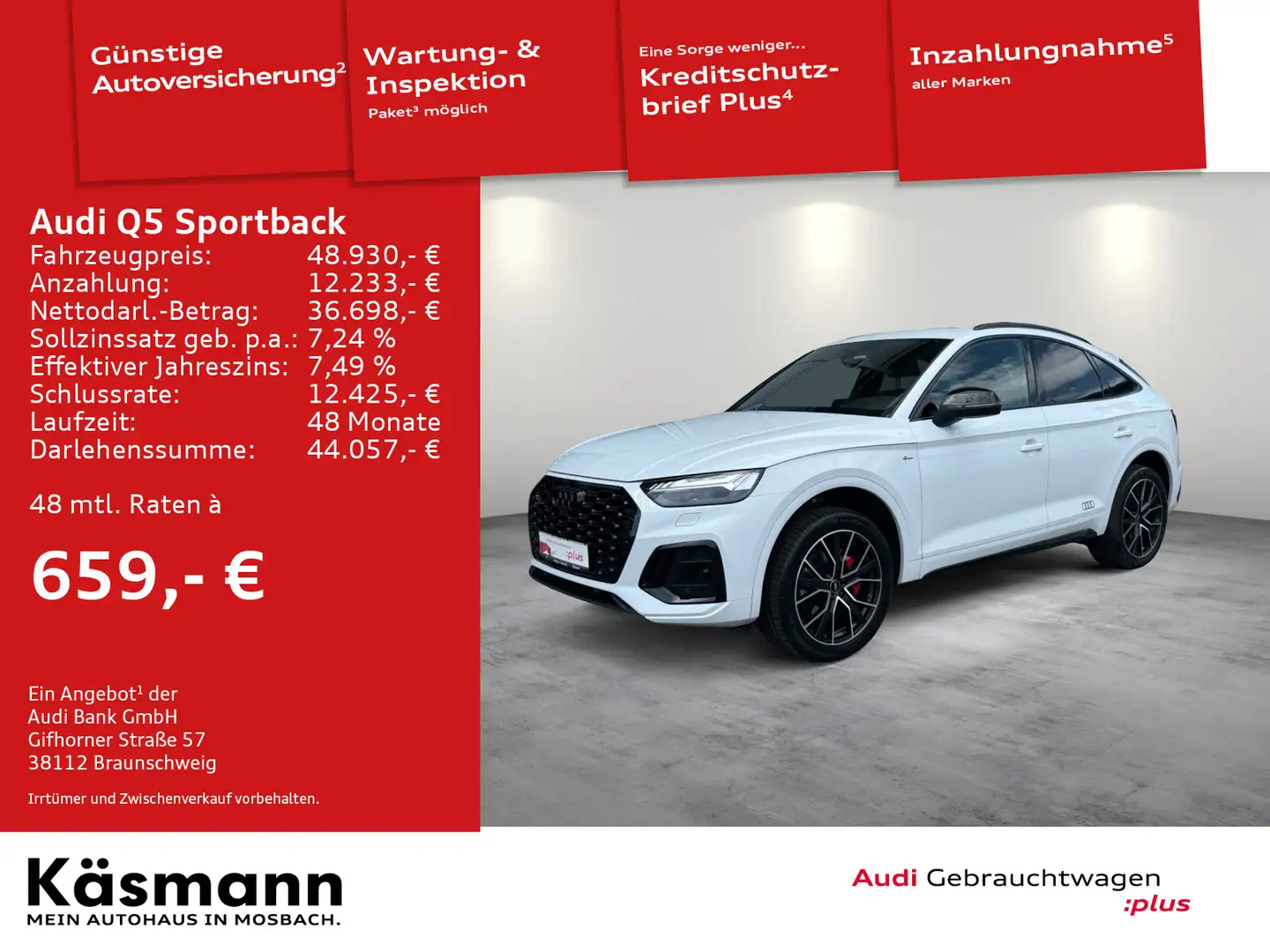 Audi Q5 S line 50TFSIe qu MATRIX KAM PANO Weiß - 1