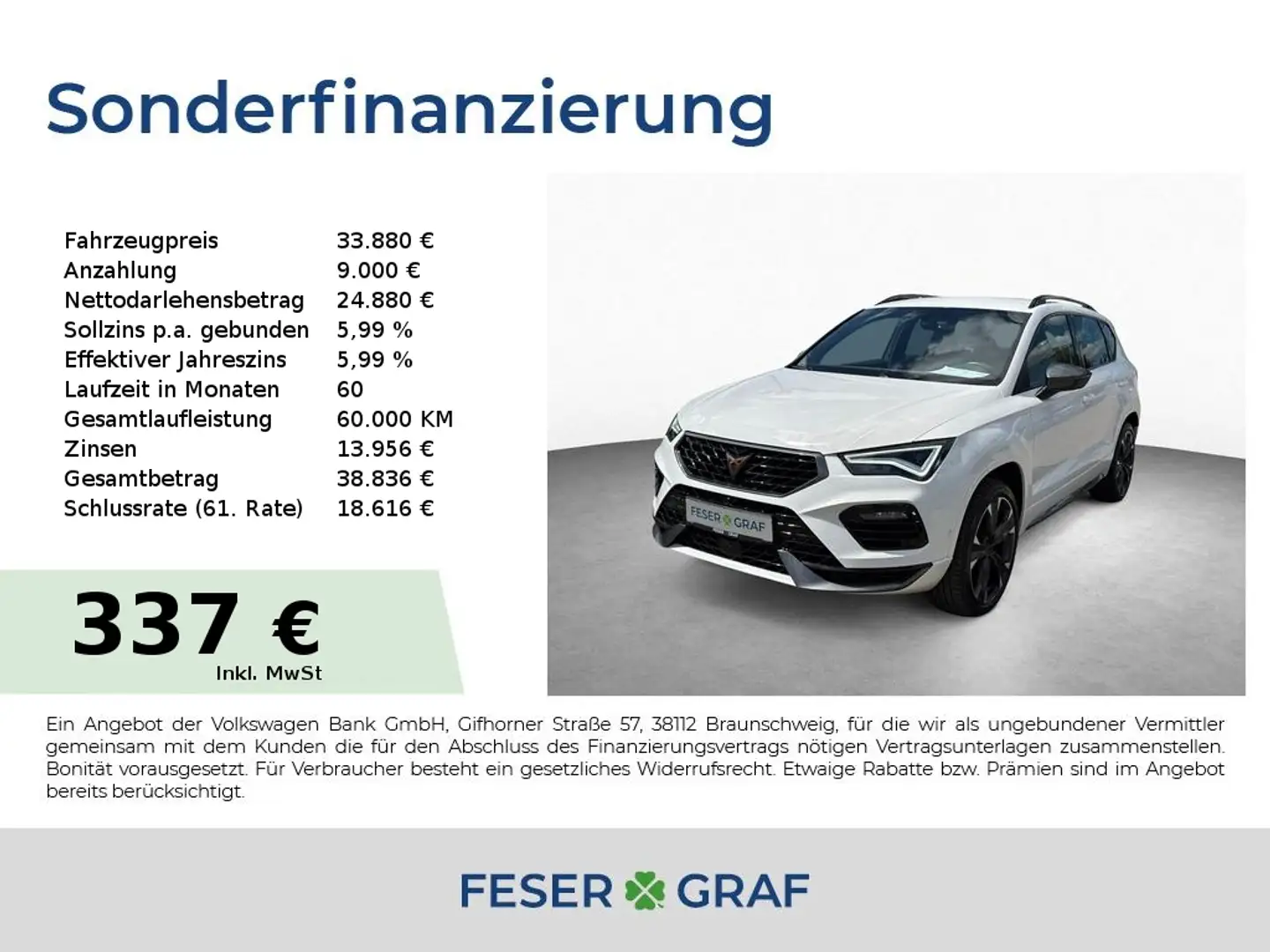 CUPRA Ateca VZ 2.0 TSI DSG 4DRIVE AHK NAVI SHZ Weiß - 1