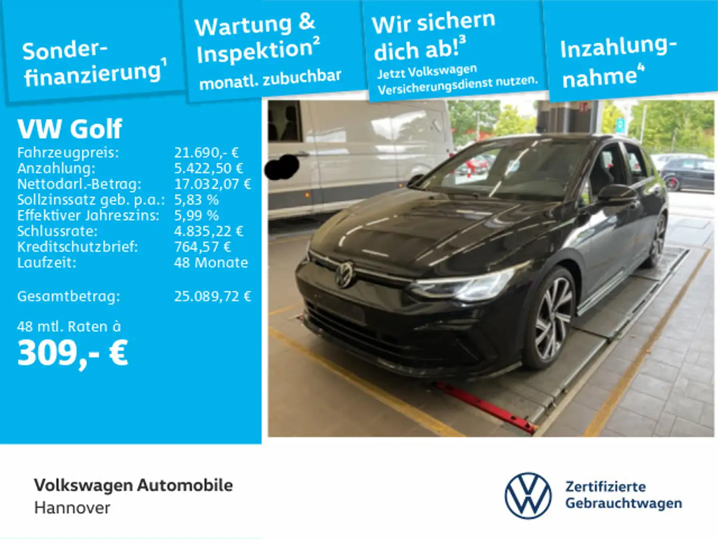 Volkswagen Golf VIII 1.5 TSI R-Line Navi AHK ACC LED Dig.Co Schwarz - 1