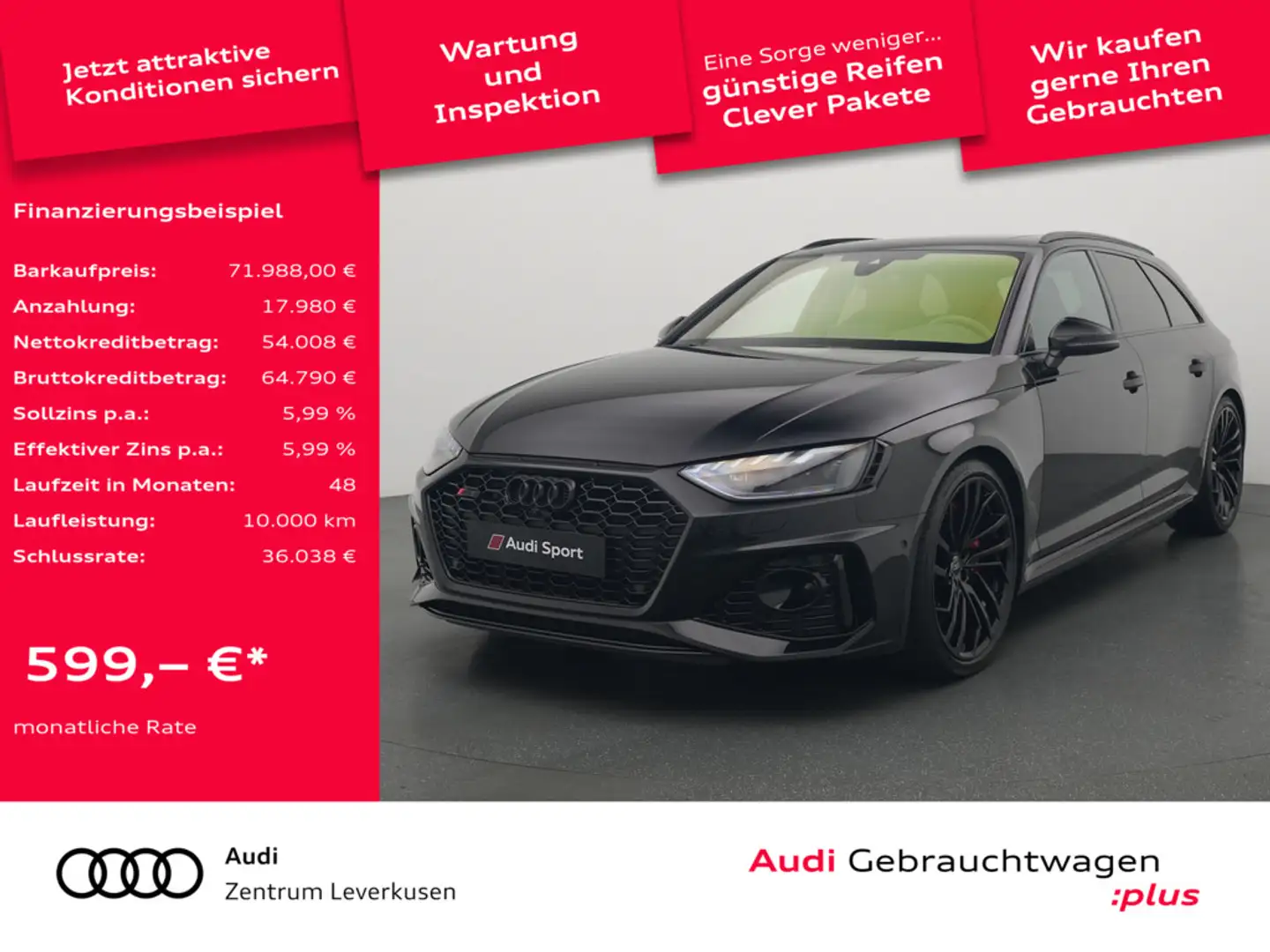 Audi RS4 Avant MATRIX MEMORY ACC NAVI VIRT CARPLAY Schwarz - 1