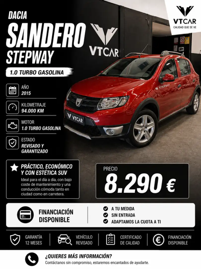 Dacia Sandero 0.9 TCE Stepway 90 Rojo - 1