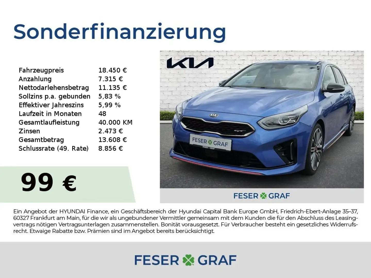 Kia Ceed / cee'd 1.6T DCT7 GT NAVI KOMFORT SOUND Park-Assist Bleu - 1