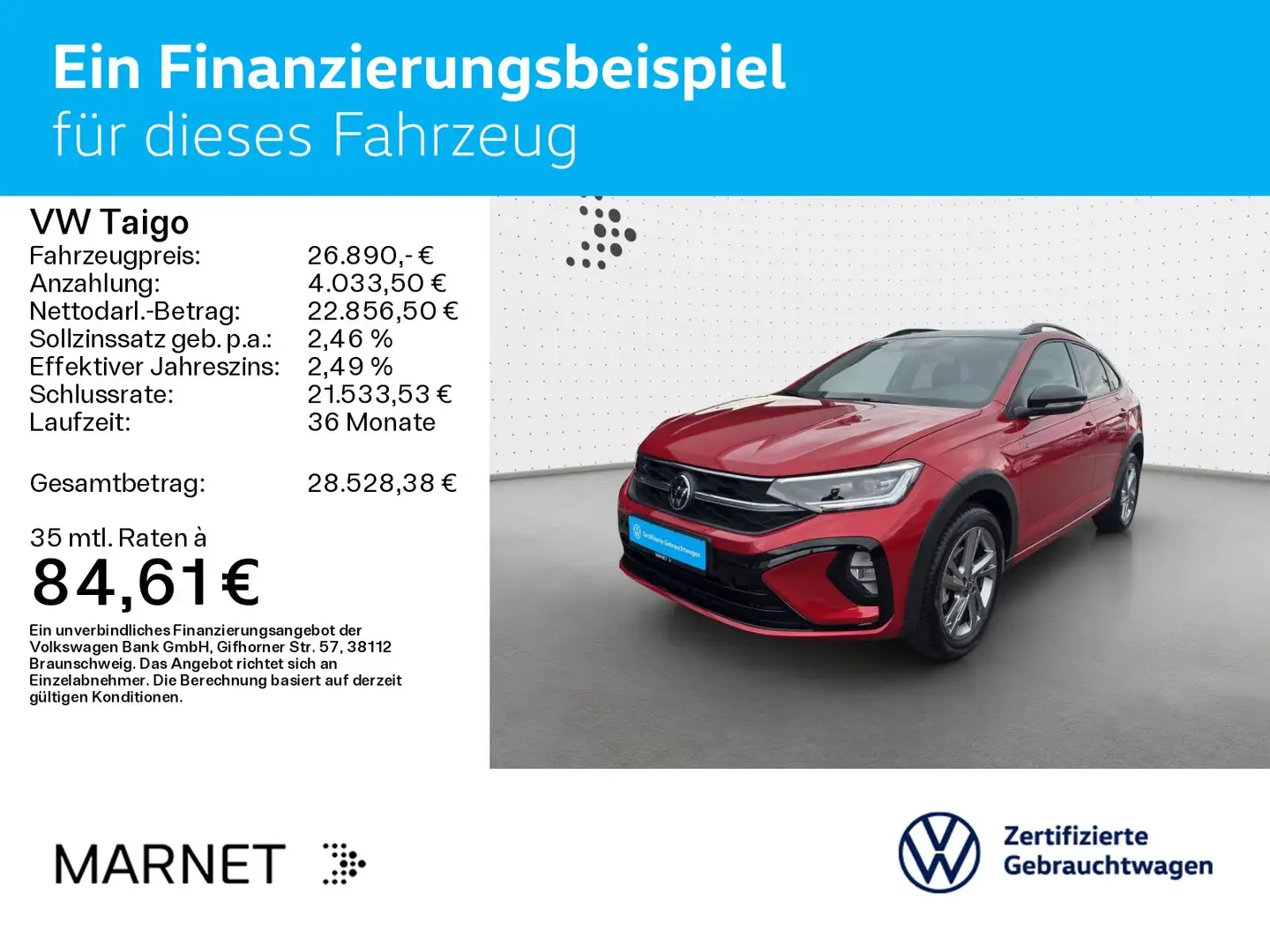 Volkswagen Taigo 1.5 TSI DSG R-LINE*IQ.LIGHT*KAMERA*NAVI*KL Rot - 2