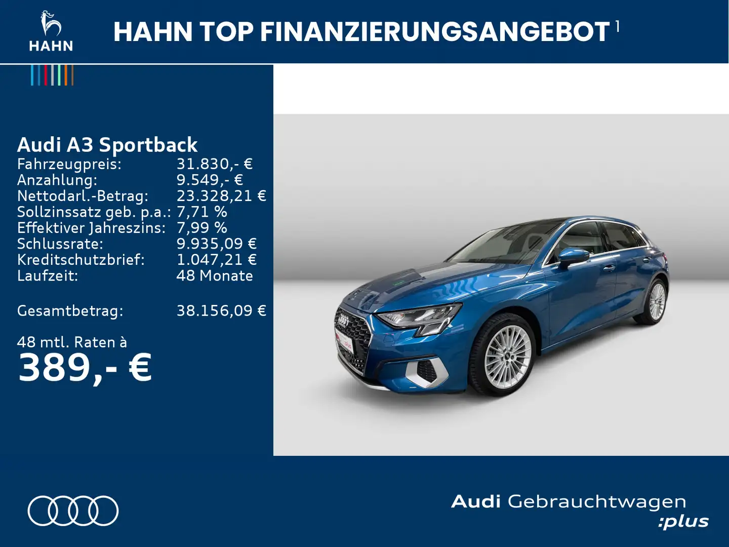 Audi A3 40TDI quattro S-tronic Navi Pano Blau - 2