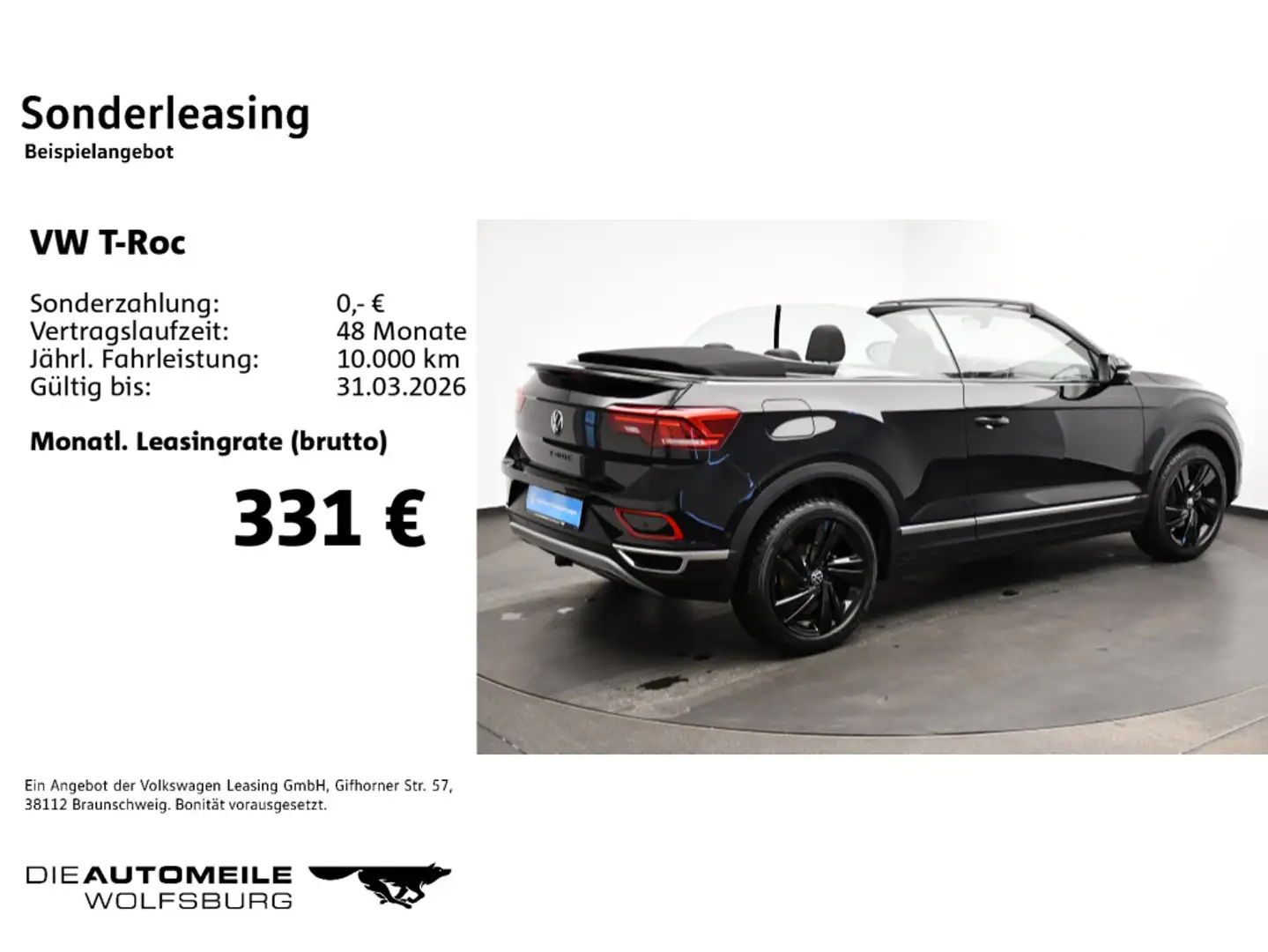 Volkswagen T-Roc Cabrio 1.0 TSI Style LED+/Stand/ACC/AHK Schwarz - 2