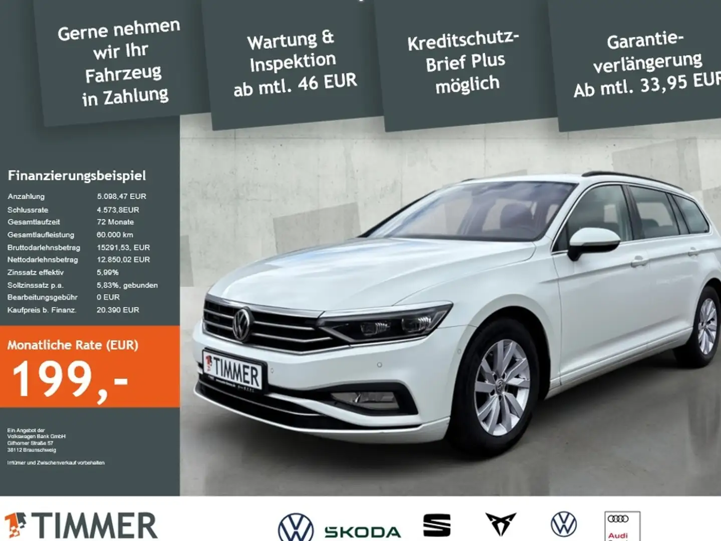Volkswagen Passat Variant 2.0 TDI BUSINESS *AHK *IQ.LIGHT *TRAVEL *RKAM * Weiß - 2