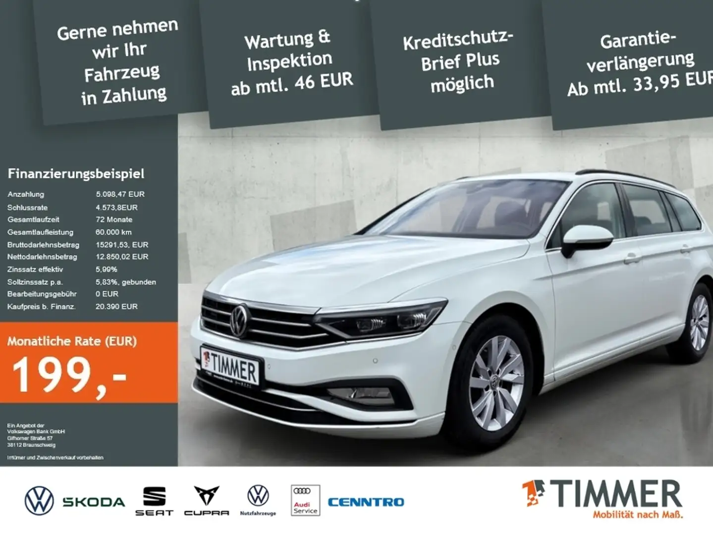 Volkswagen Passat Variant 2.0 TDI BUSINESS *AHK *IQ.LIGHT *TRAVEL *RKAM * Weiß - 1