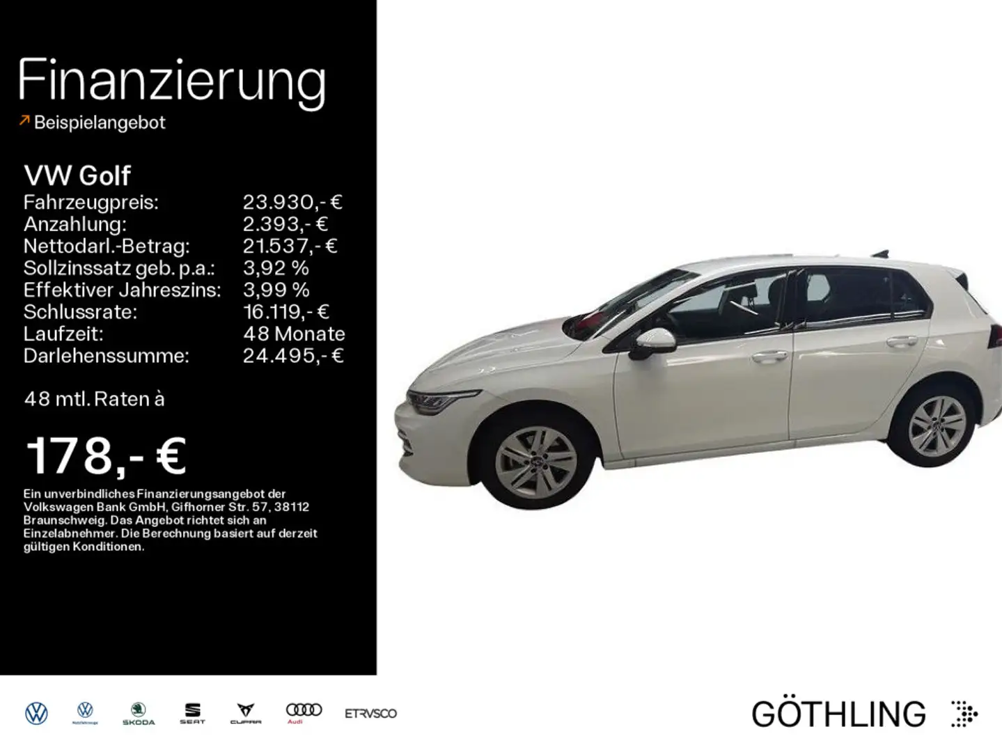 Volkswagen Golf Life 1,5 TSI 85 kW 6-G.*APP*SHZ*ACC*SPUR*LE Weiß - 1
