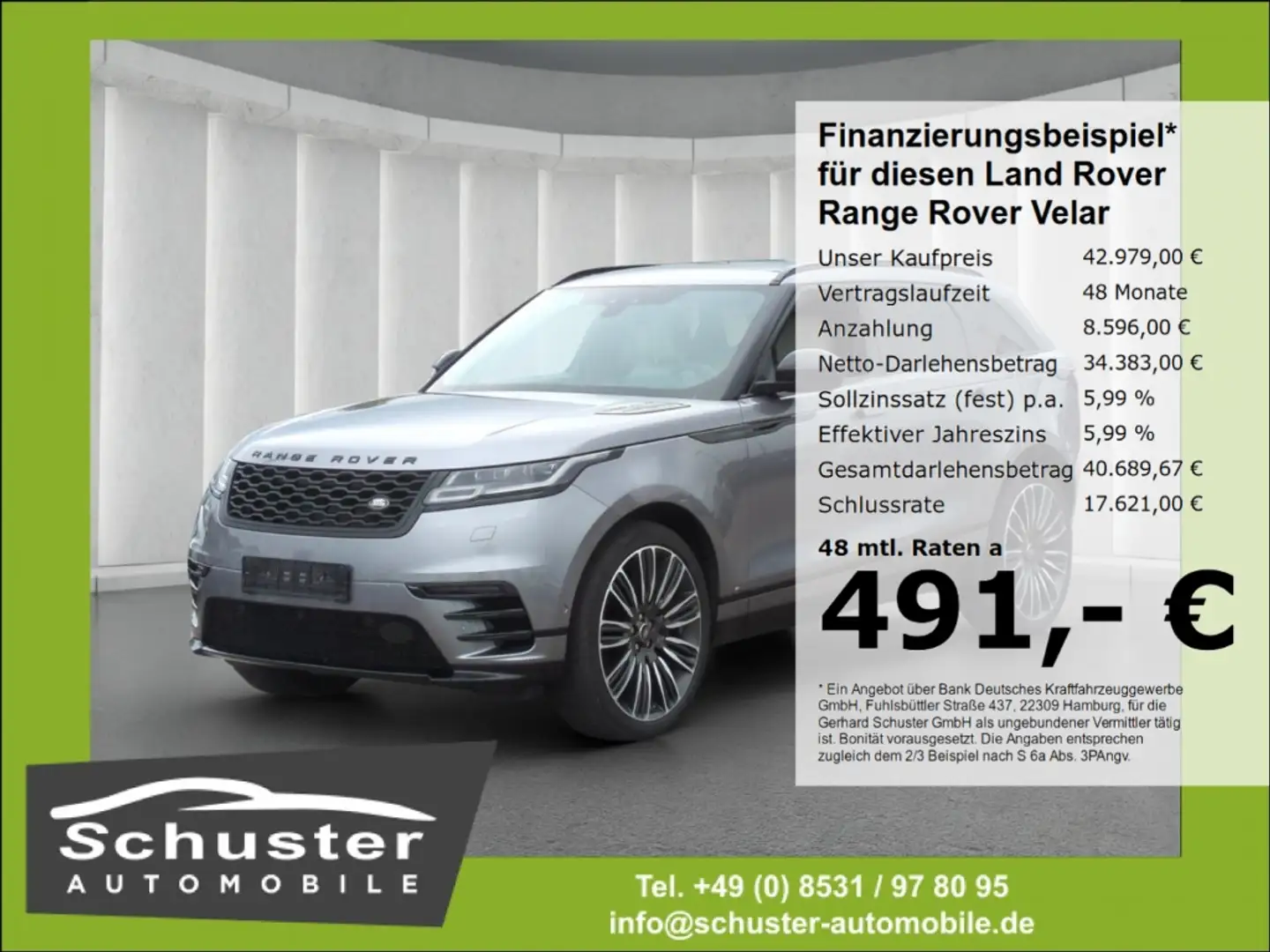Land Rover Range Rover Velar R-Dynamic D300*StndHzg Luftfed Grau - 1
