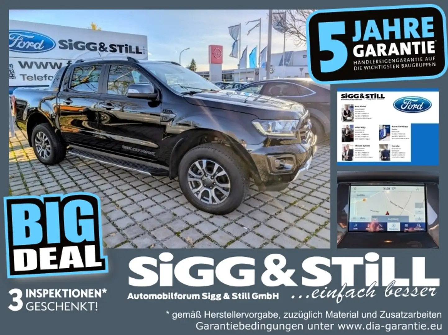 Ford Ranger Wildtrak DoKa 4x4 AHK*LED*ACC*NAVI*SHZ*PDC Negro - 1