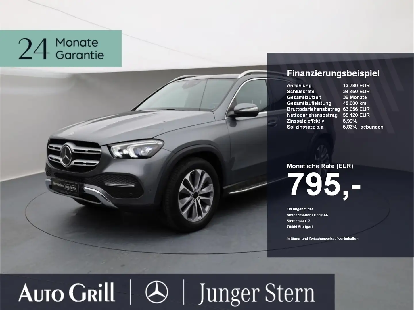 Mercedes-Benz GLE 300 d 4M Distronic Pano MBUX AHK KeyGO 360 Grau - 1
