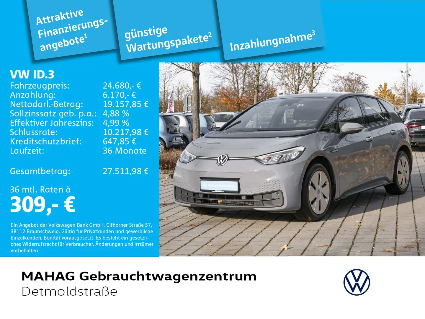 Volkswagen ID.3 Pro Performance CCS Navi LED Automatik Grau - 1