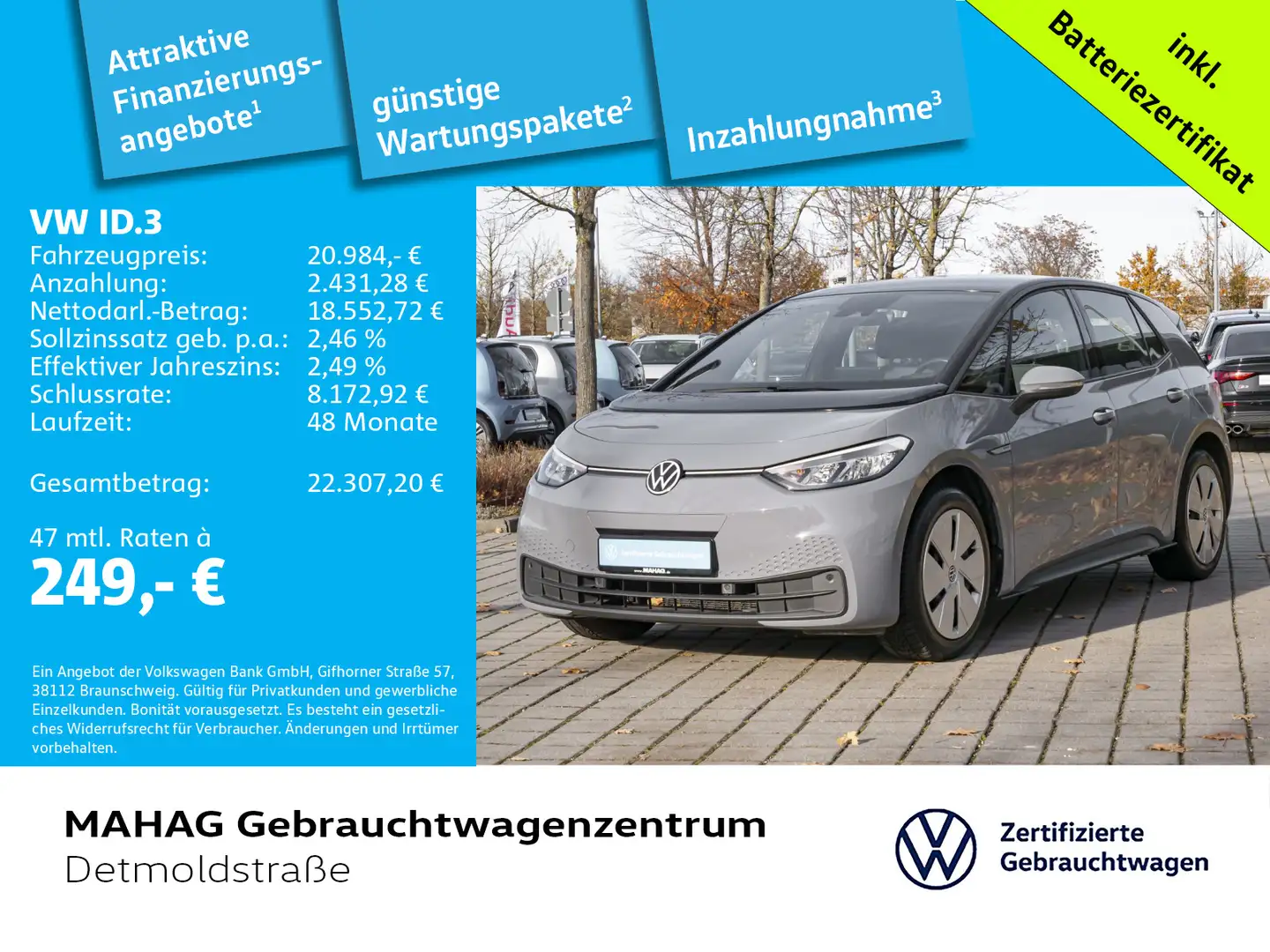 Volkswagen ID.3 Pro Performance CCS Navi LED Automatik Grau - 1