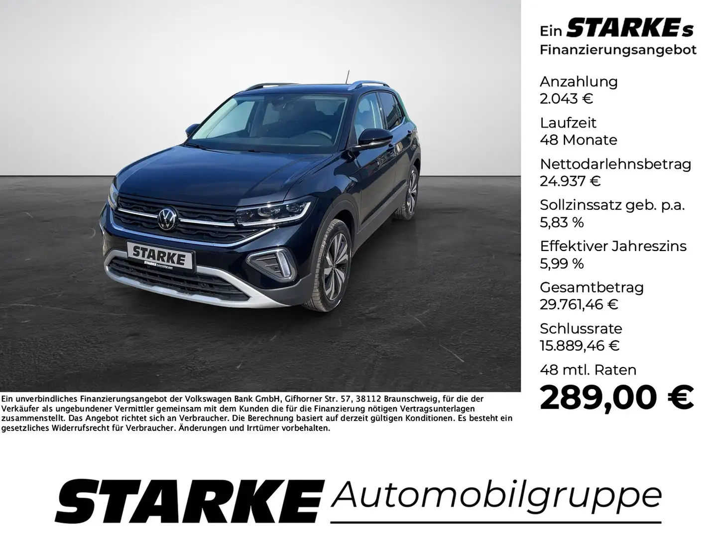 Volkswagen T-Cross 1.0 l TSI Style Schwarz - 1