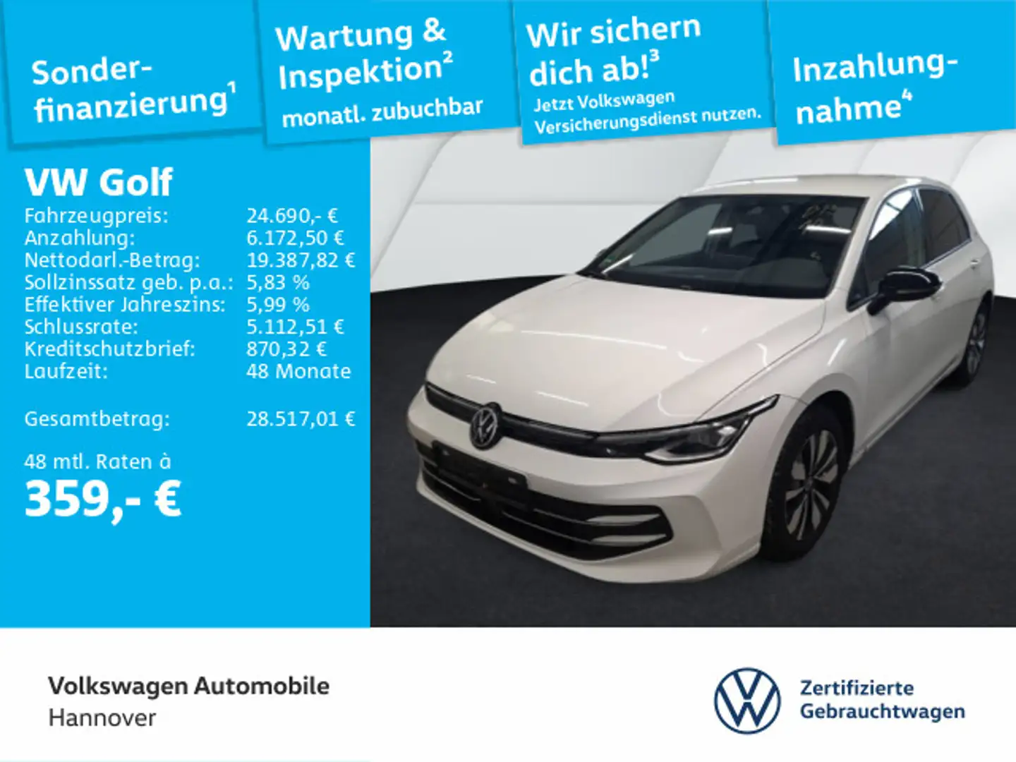 Volkswagen Golf VIII 1.5 TSI Goal Navi AHK LED DigCockpit P Weiß - 1