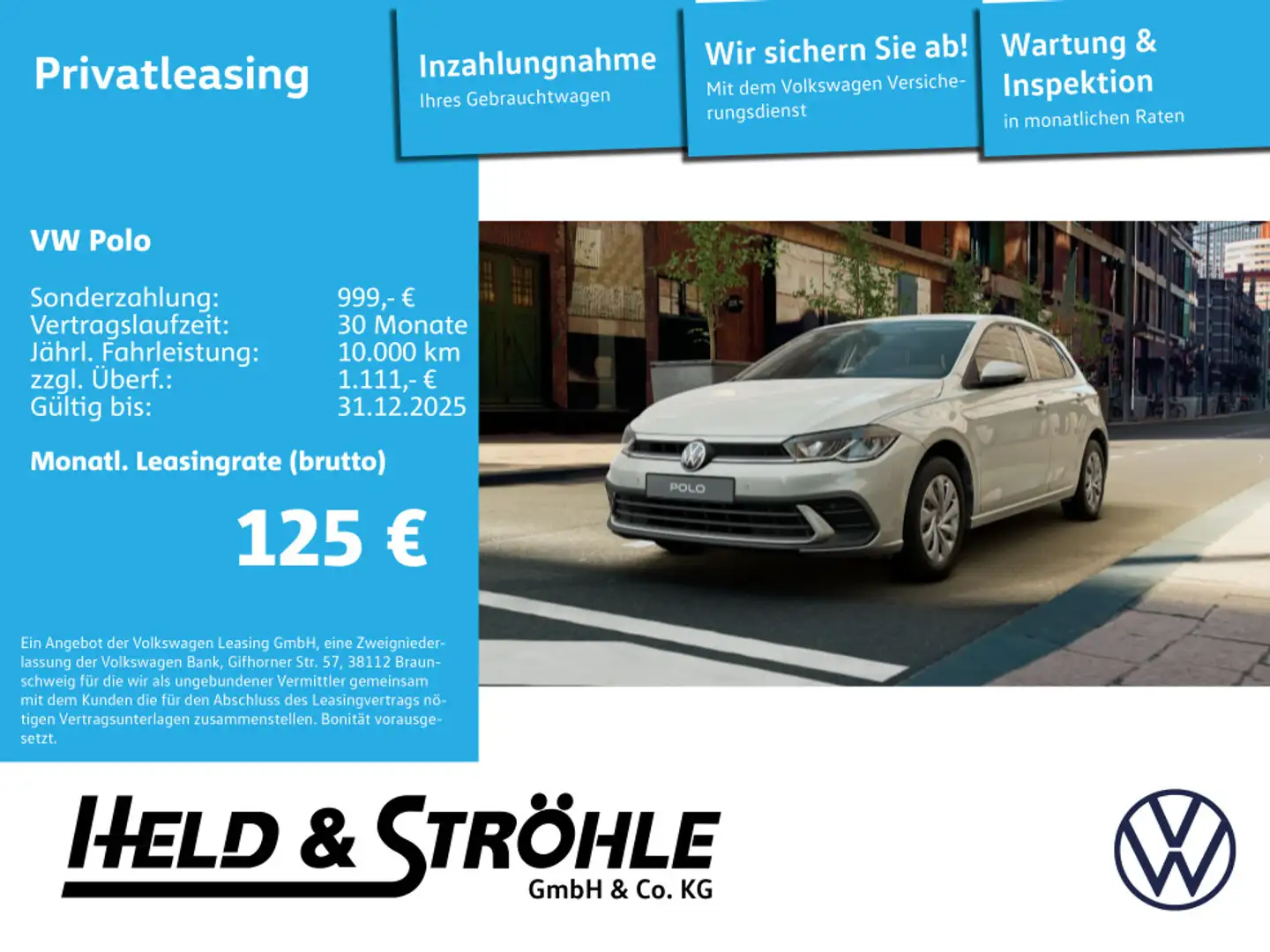 Volkswagen Polo Life 1.0 80 PS -> Aktionsleasing<- Grau - 1