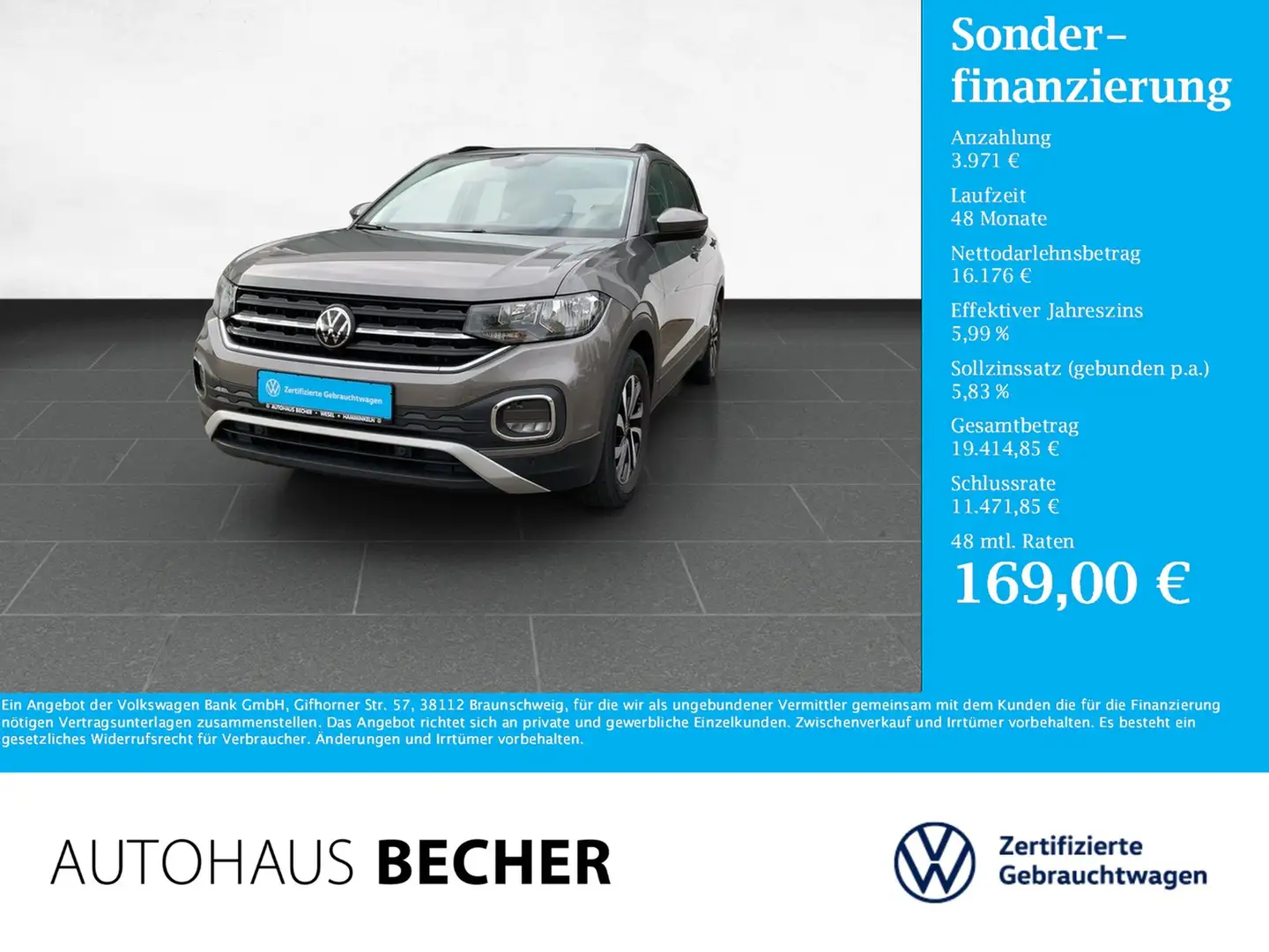 Volkswagen T-Cross Life 1.0 TSI 5-Gang /CarPlay/PDC Gris - 1