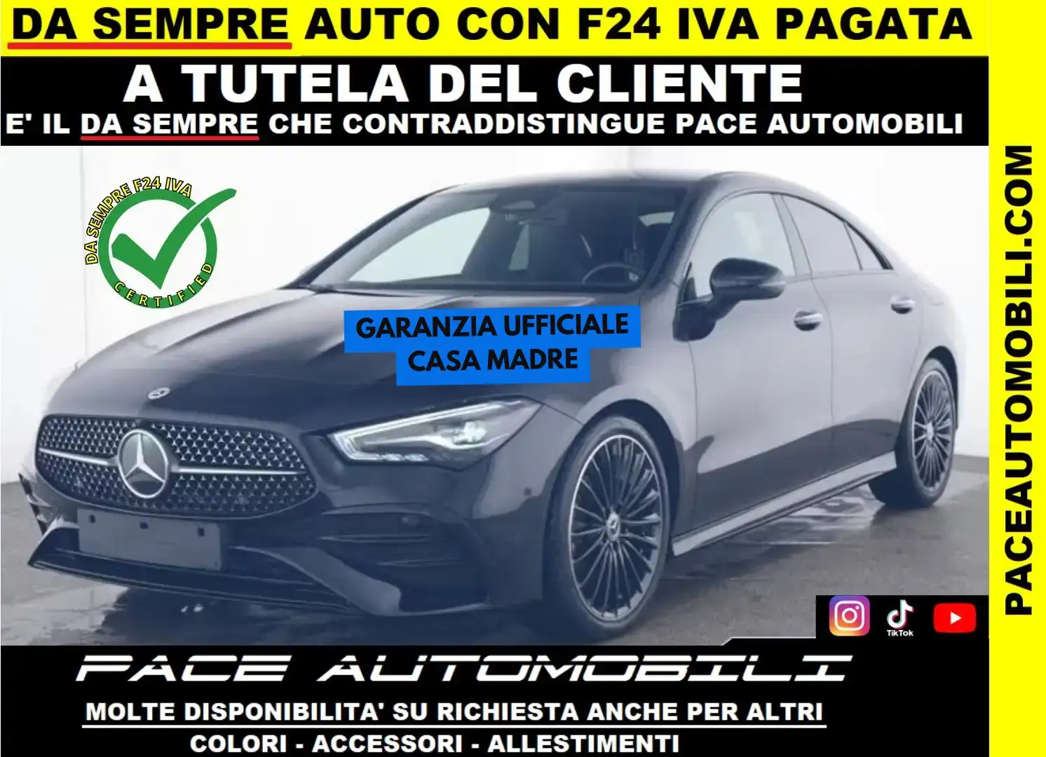 Mercedes-Benz CLA 220 D AMG PREMIUM 19" TETTO PDC KAMERA NIGHT PACK ACC Nero - 1