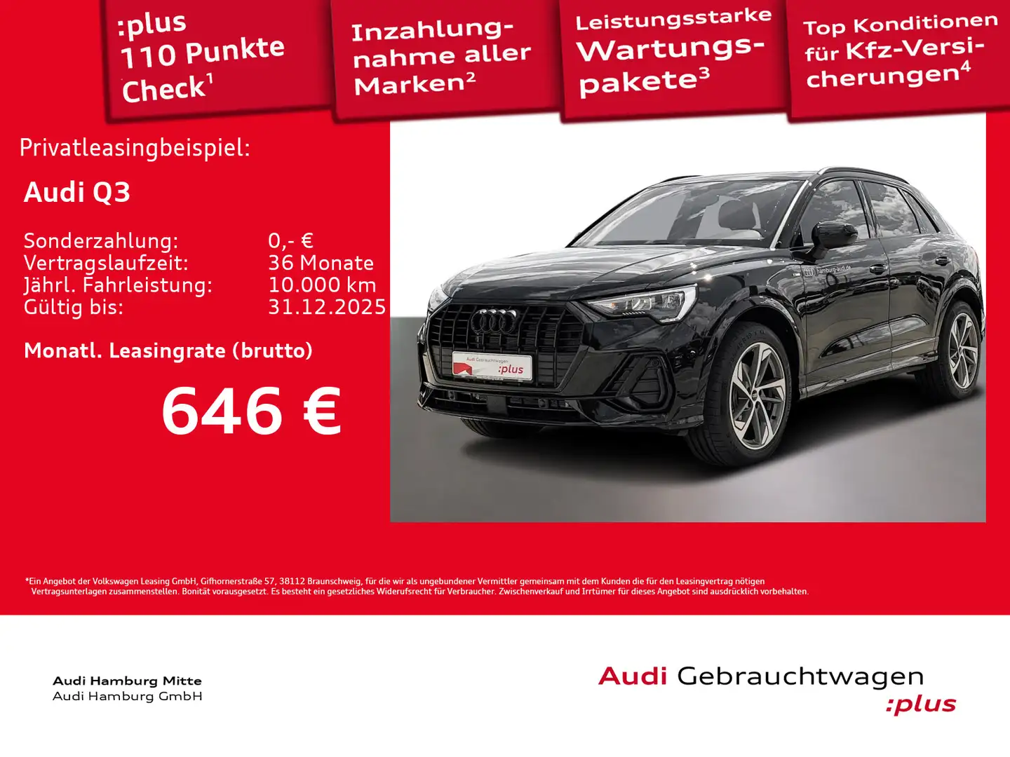 Audi Q3 35 TDI S line S tronic Navi Pano Kamera Schwarz - 1